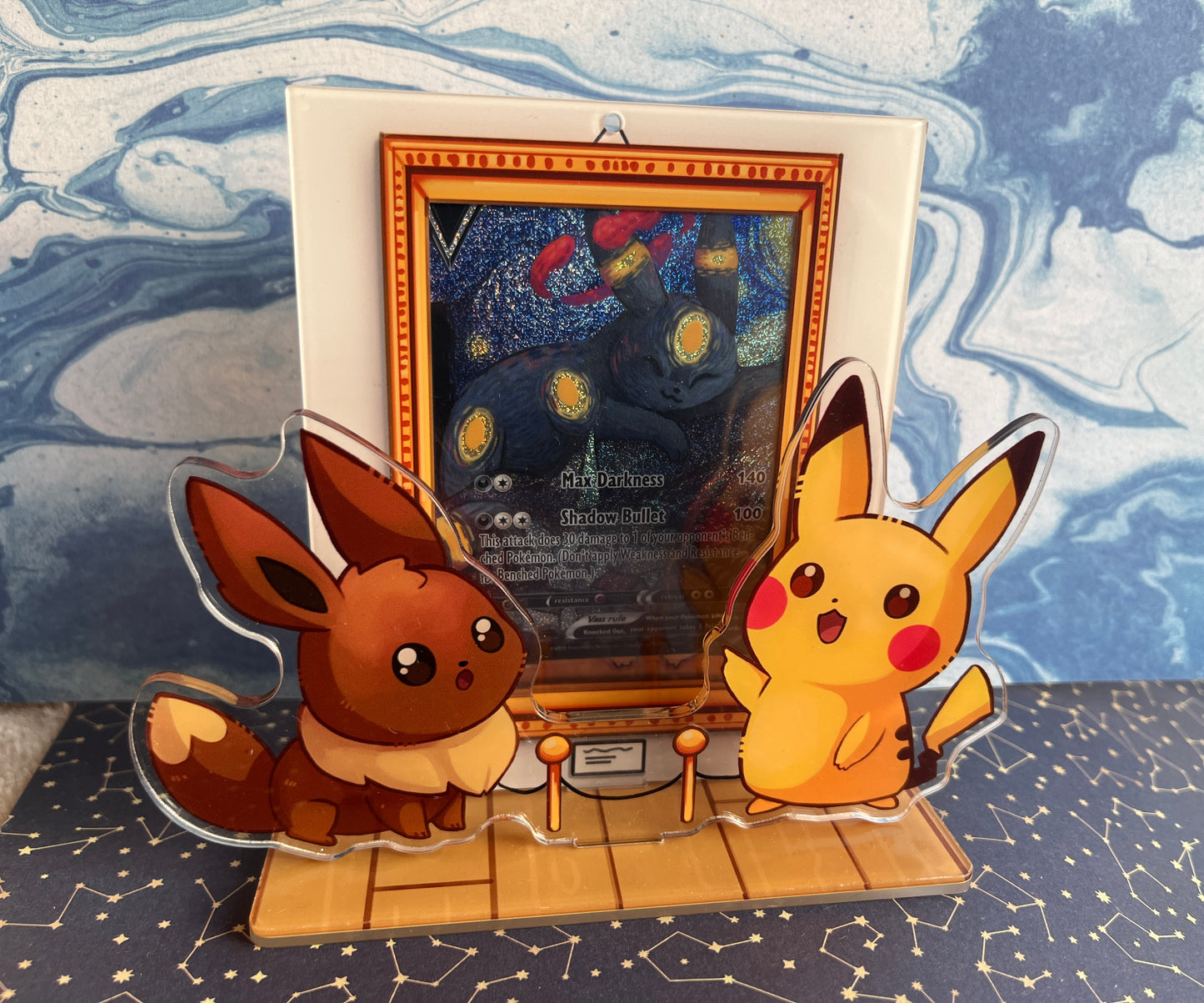 Pokémon card display/standee / Eevee and Pikachu in museum / picture standee