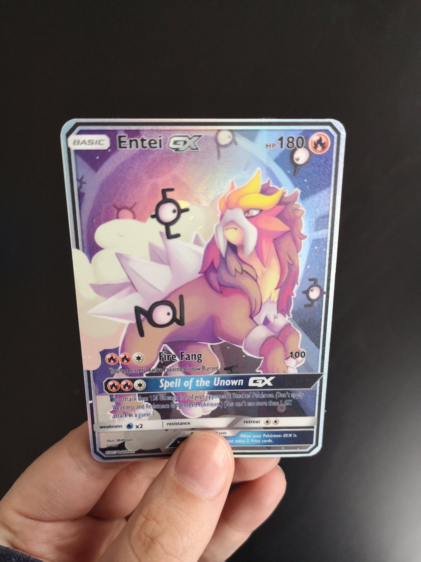 Holo Entei / Custom holographic Pokémon card / GX card