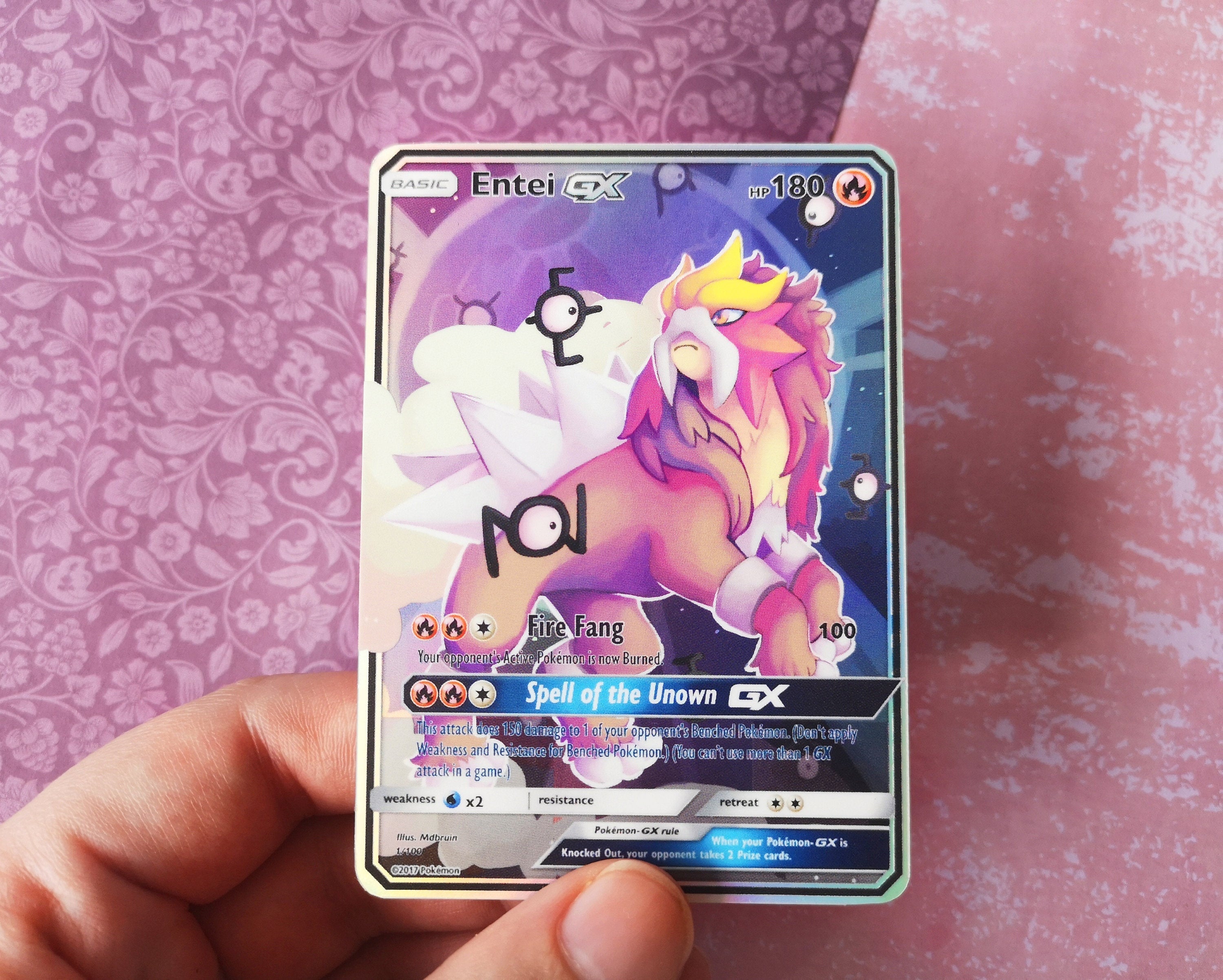 holographic entei card Holo Entei / Custom holographic Pokémon card / GX card – MarinkiArt