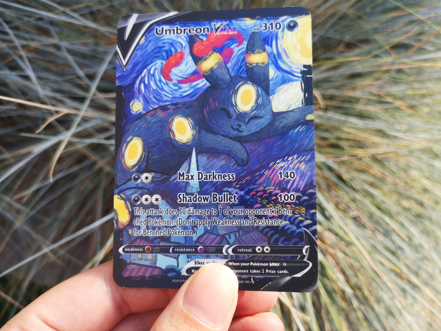 Holo Umbreon starry night or Espeon café terrace / Custom holographic Pokémon card / Vmax card
