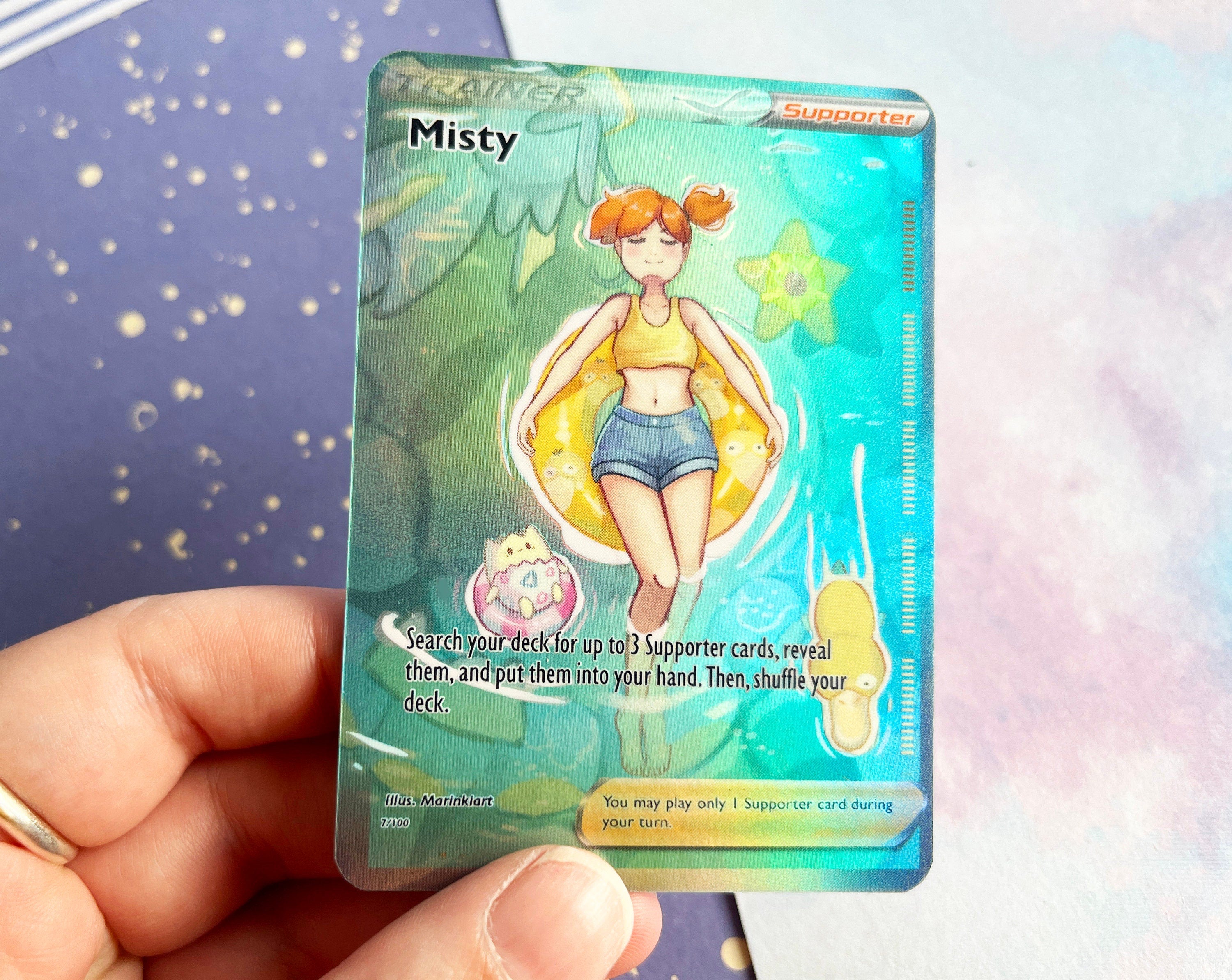 Holo Misty Pokmon gym leader / Custom holographic Pokmon card / trai Holo Misty Pokmon gym leader / Custom holographic Pokmon card / trai