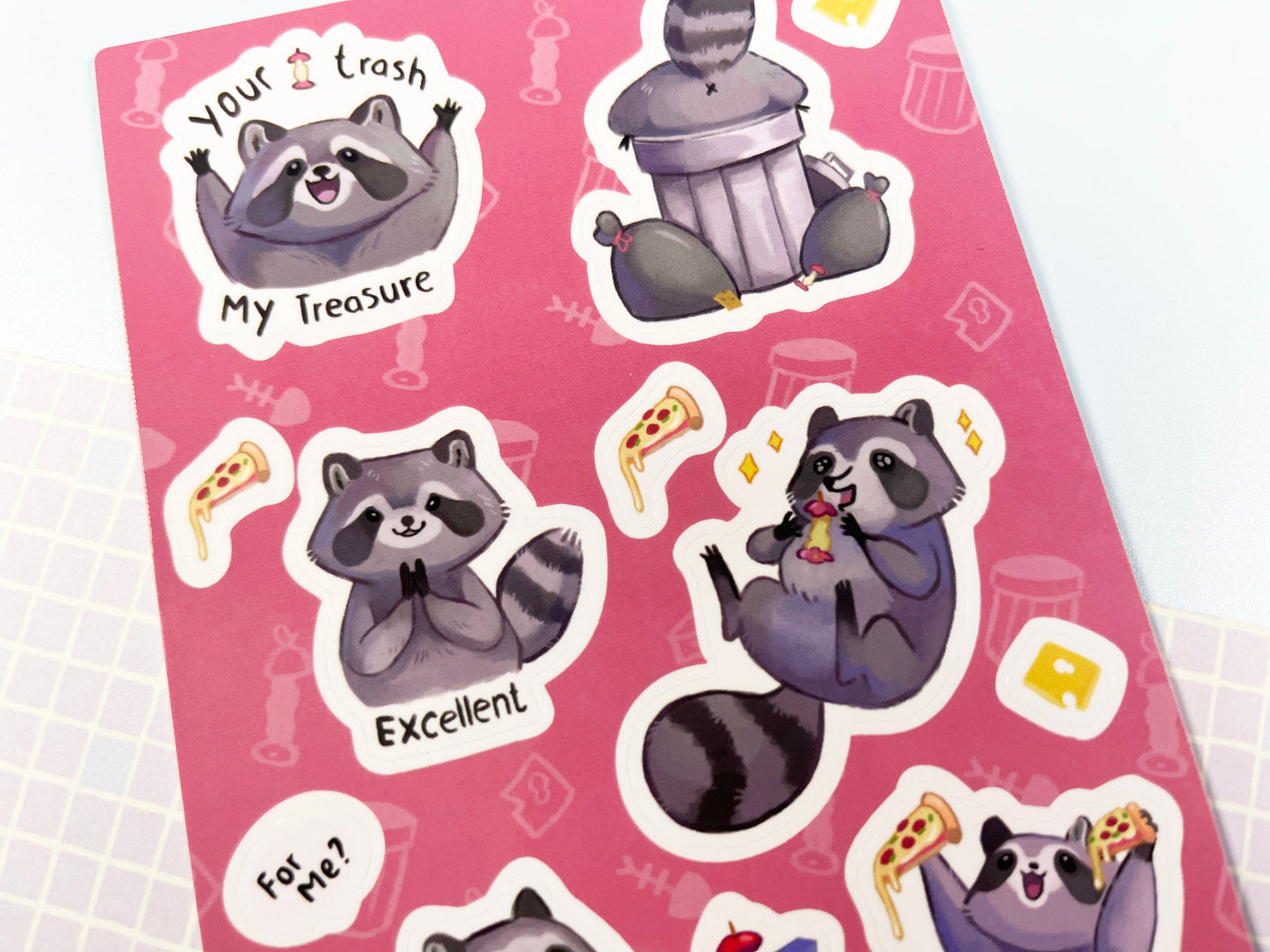 Sticker sheet cute Raccoon / A6