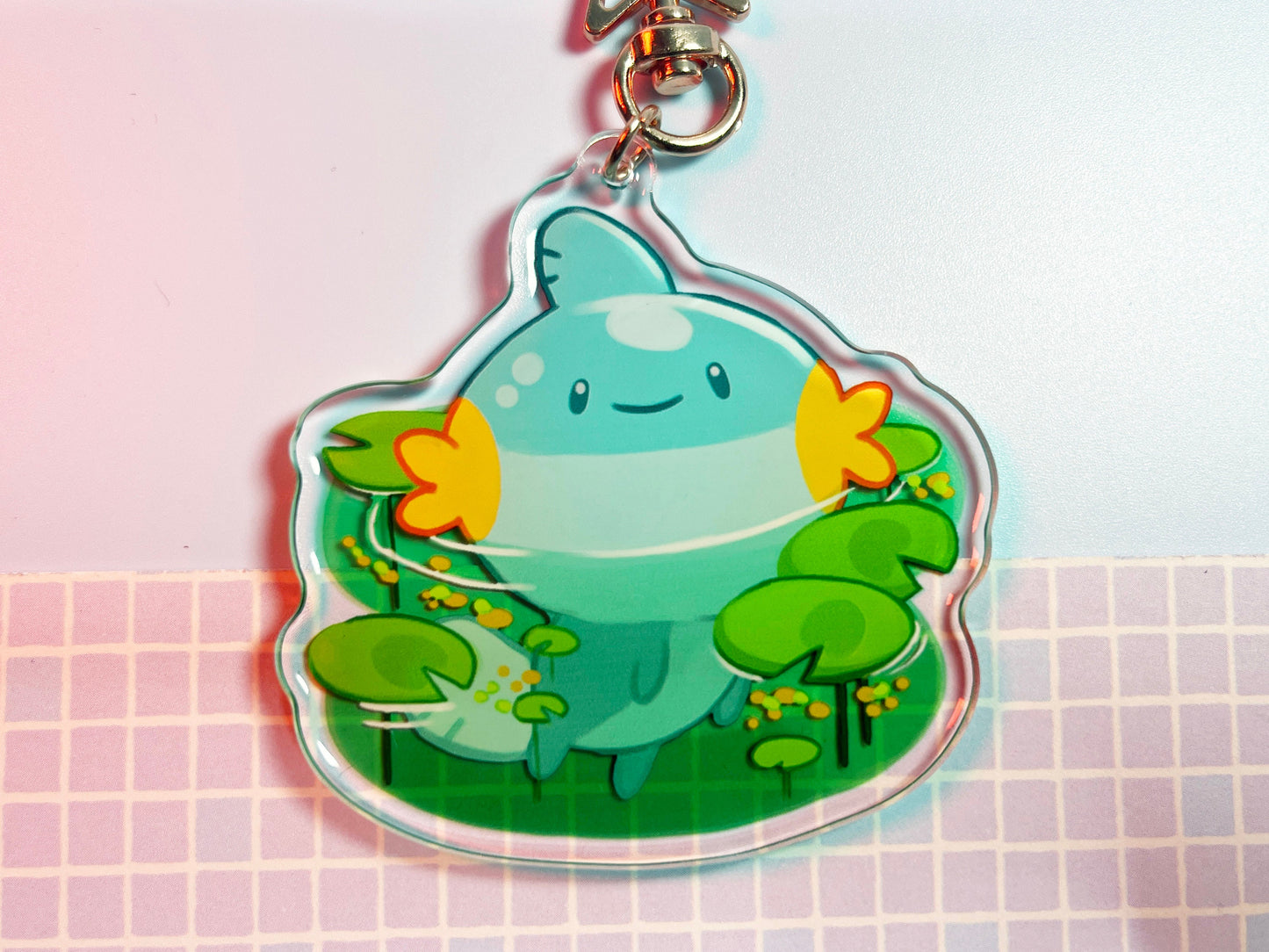 Acrylic Pokemon Mudkip Charm bouble sided / 2,5” inch /