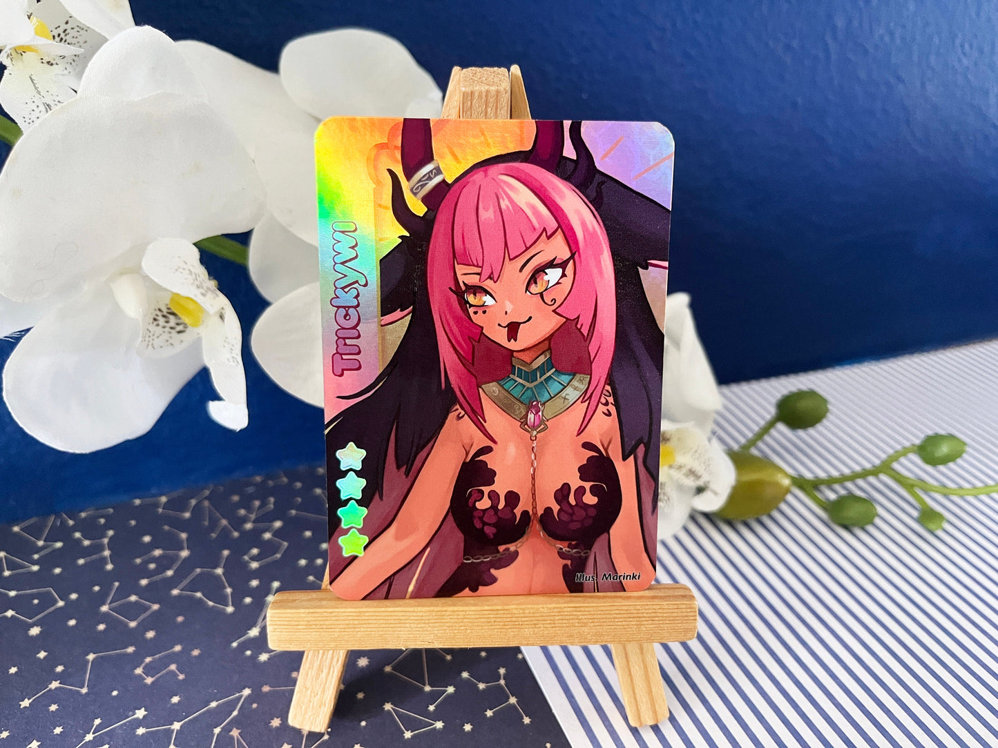 Holographic Vtuber idol cards Trickywi