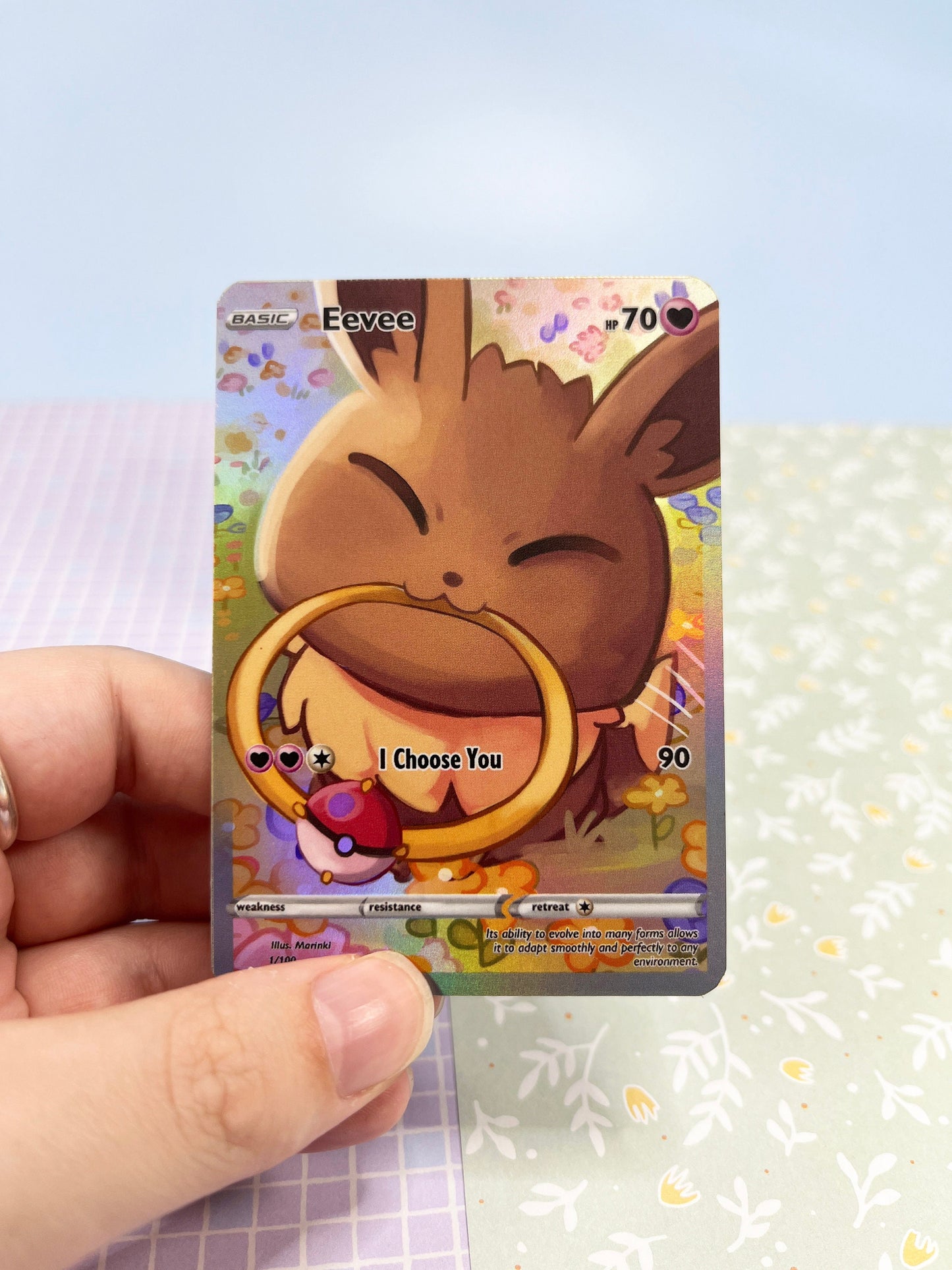Starter pokemon / Charmander, Mudkip, bulbasaur and more / Custom holographic Pokémon card / Basic illustration card
