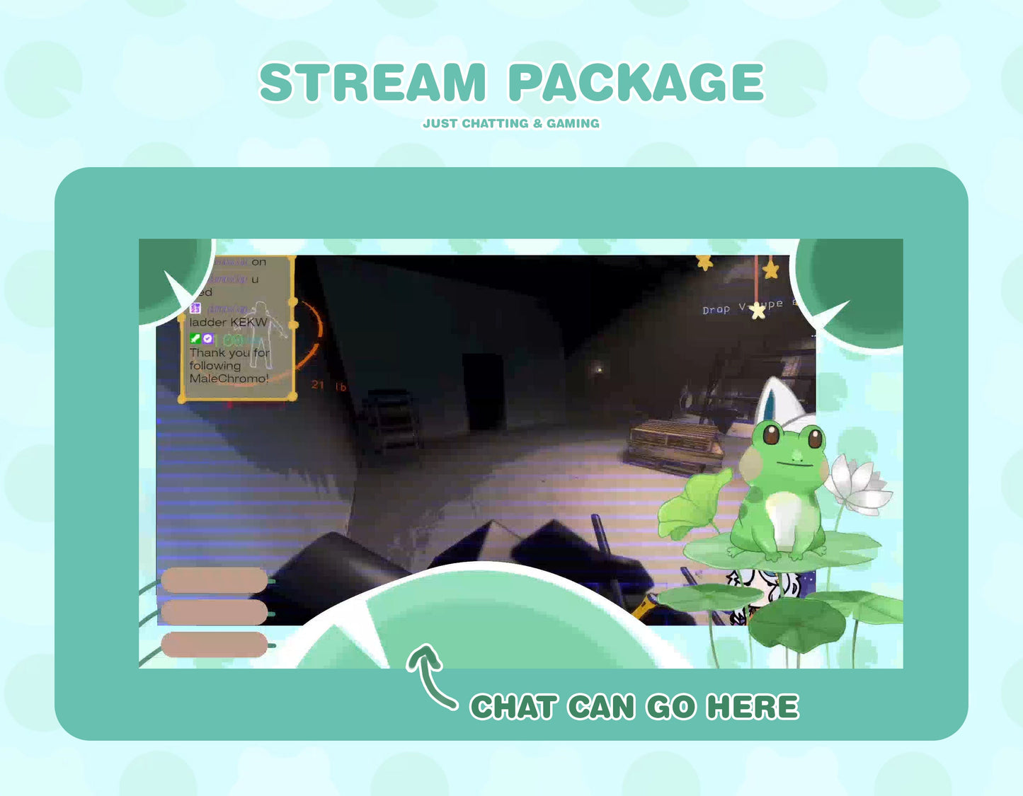 Cute Frog Stream Overlay & frog vtuber model | frog emotes | Cozy Stream Overlay |