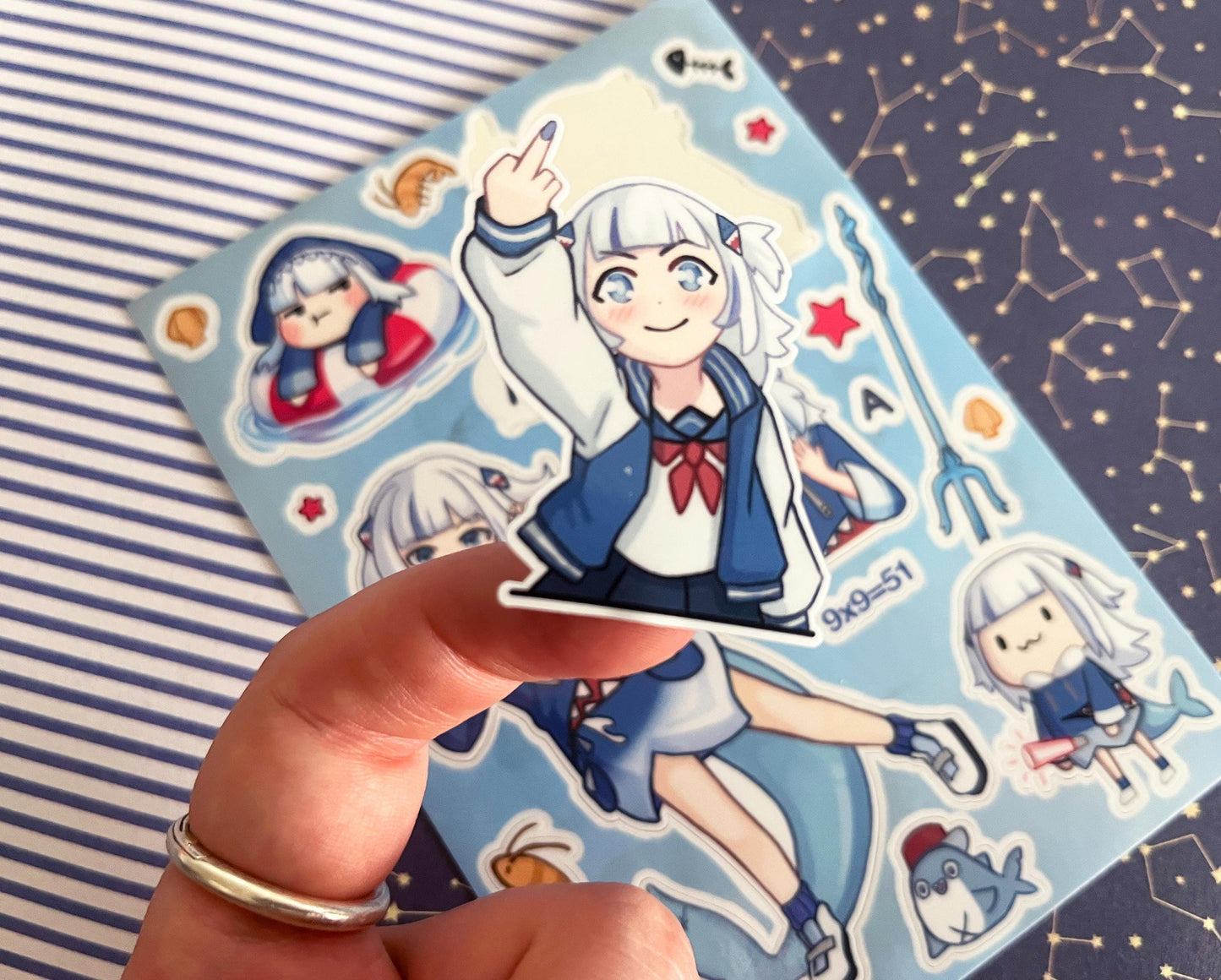 Sticker sheet Gura vtuber / A6 holographic Vinyl sticker