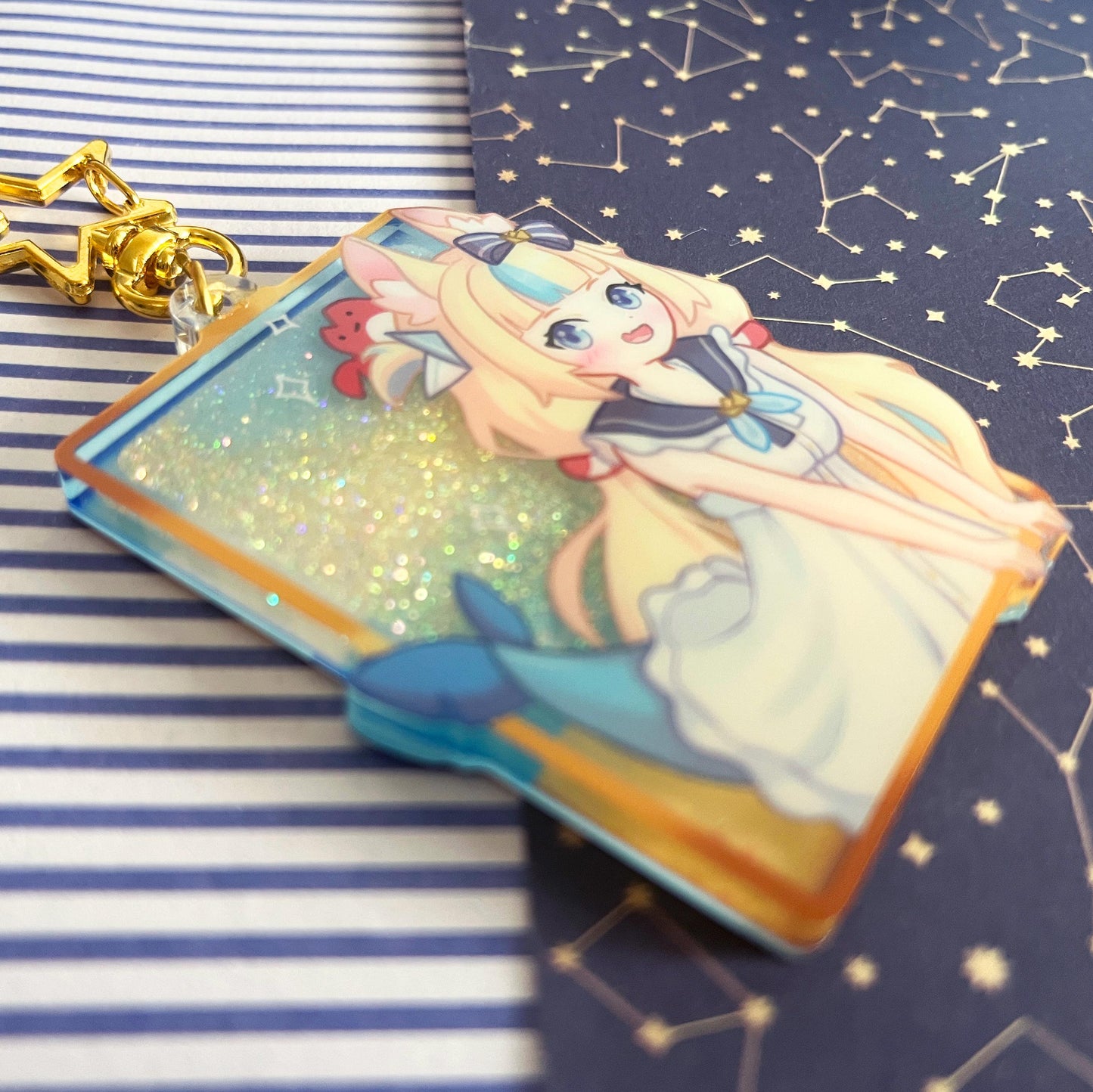liquid glitter charms vtuber Houshou Marine / double-sided / 8 cm /