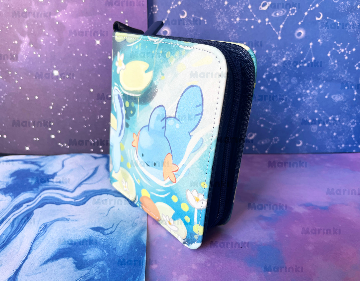 Collectable card binder Mudkip and Vaporeon / 1 pocked Toploader