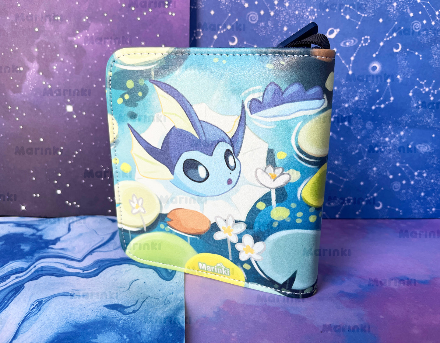 Collectable card binder Mudkip and Vaporeon / 1 pocked Toploader