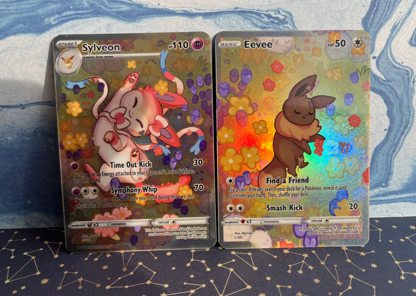pokemon card eevee evolutions Eeveelution Sylveon / Custom holographic Pokémon card / Basic illustra – MarinkiArt