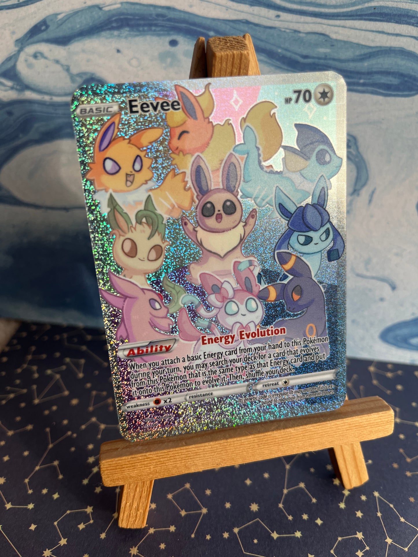 pokemon card holographic types Eeveelution / Custom holographic Pokémon card / Basic illustration car –  MarinkiArt