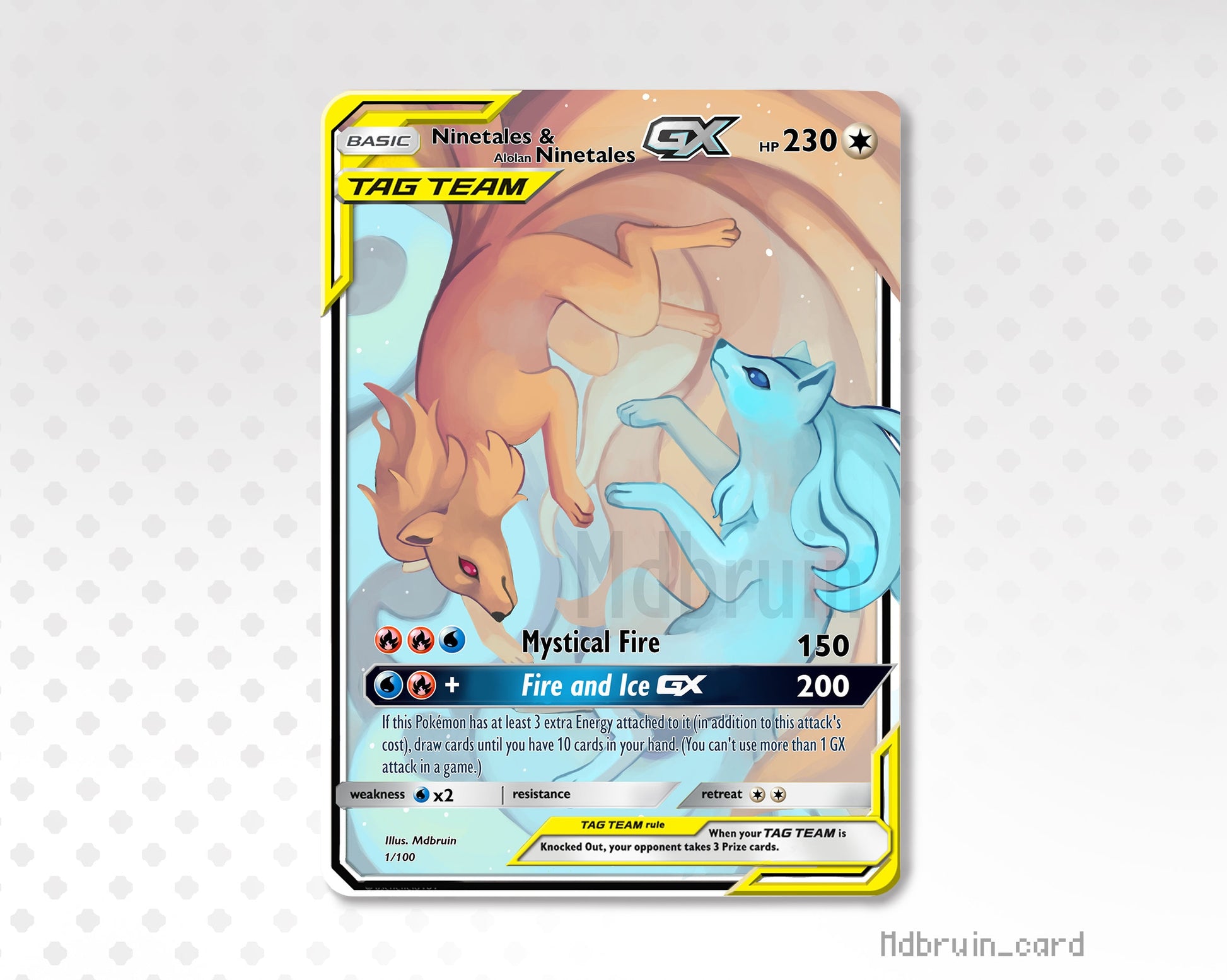 Custom Holo Ninetales and alolan ninetales tag team Pokemon card –  MarinkiArt