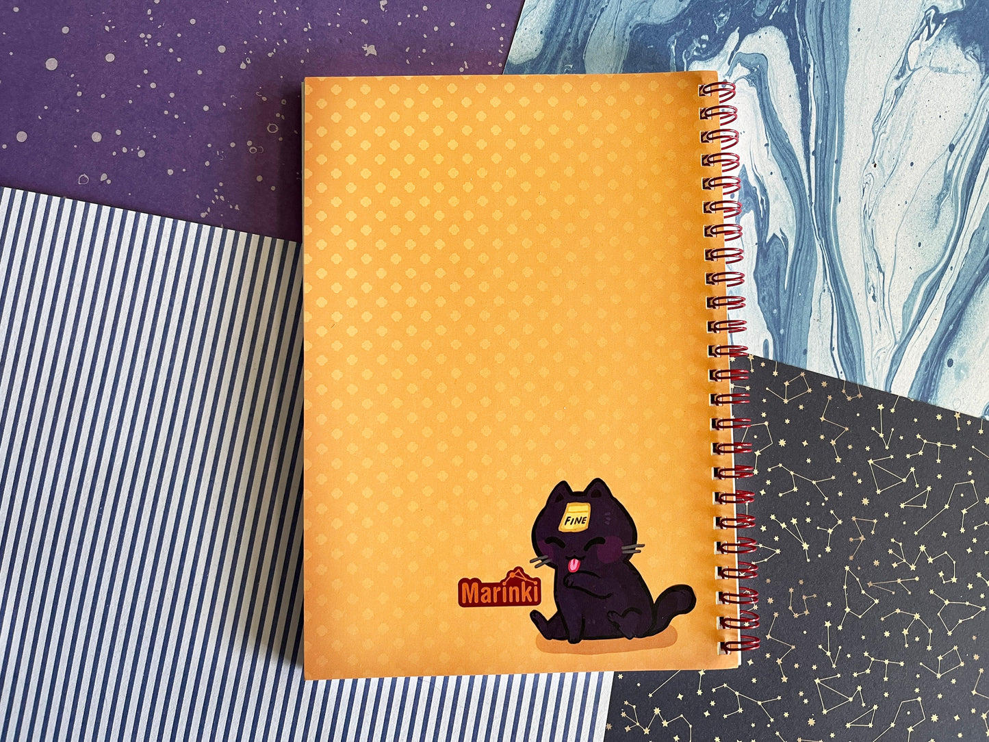 Black cat I am fine - Reusable Sticker Book hard cover - size A5