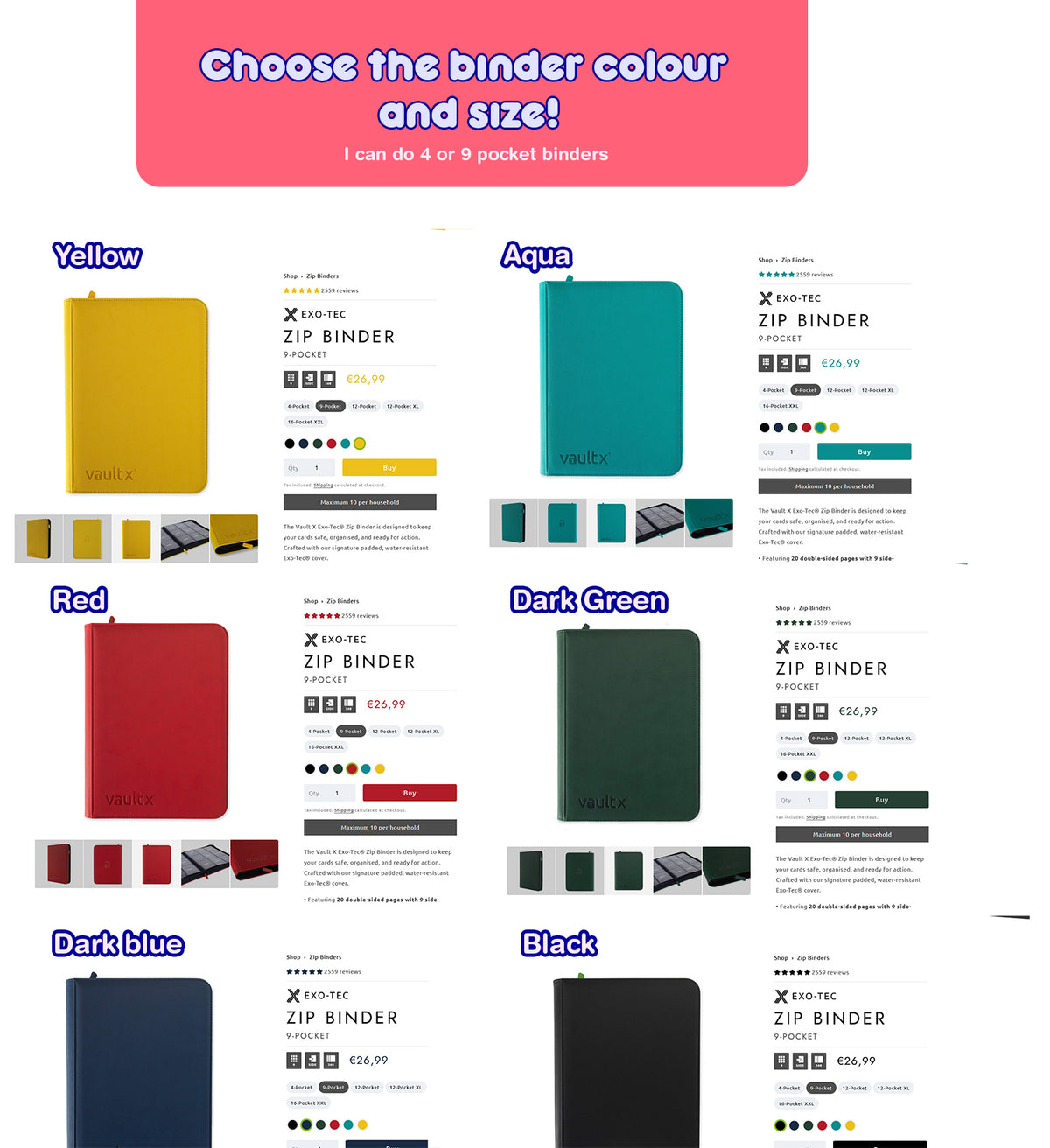 Custom printed Vtuber trainer card collection binder / With my art / 4 pocked or 9 pocket /