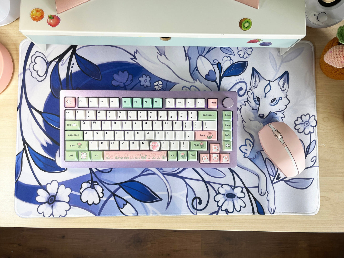 Aesthetics Fox and flowers Jumbo desk mat 61 x 35.6 cm