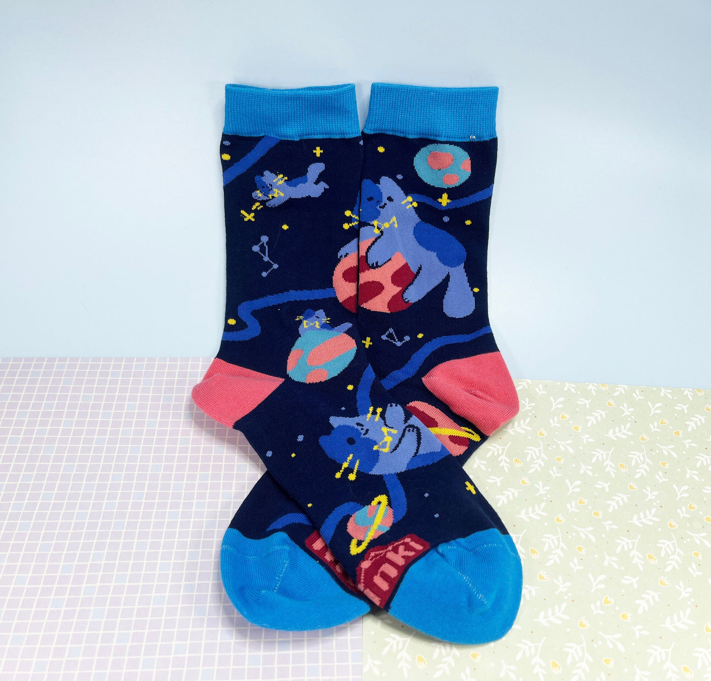 space cat Socks - Cotton Socks EU 38-41, US Men 6 - 9,5, US Women 7,5 - 11,5
