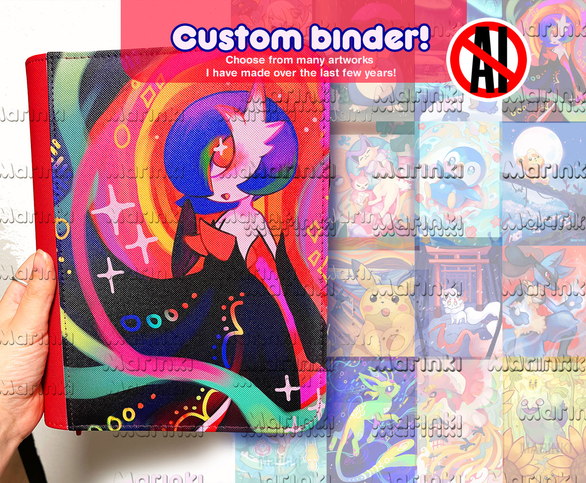 Custom printed trainer card collection binder / With my art / 4 pocked or 9 pocket /