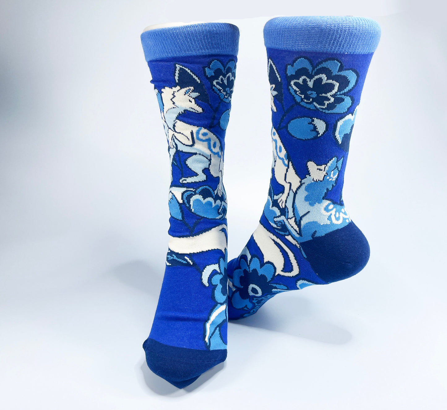 Cute kitsune fox Socks - Cotton Socks EU 38-41, US Men 6 - 9,5, US Women 7,5 - 11,5