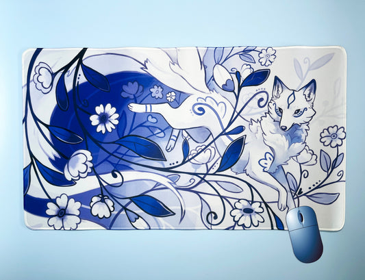 Aesthetics Fox and flowers Jumbo desk mat 61 x 35.6 cm