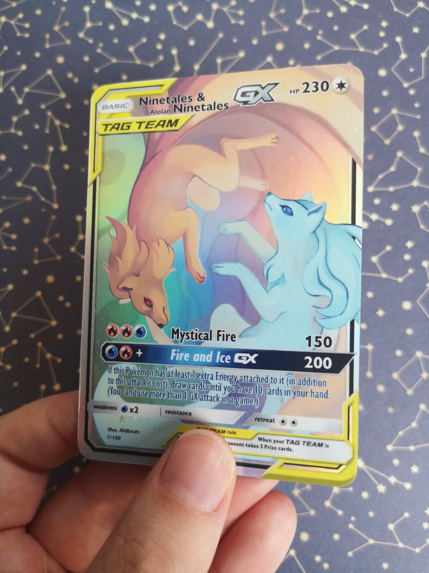 Custom Holo Ninetales and alolan ninetales tag team Pokemon card –  MarinkiArt