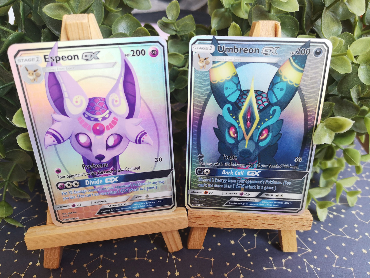 Holo Umbreo or Espeon / Custom holographic Pokémon card / GX card