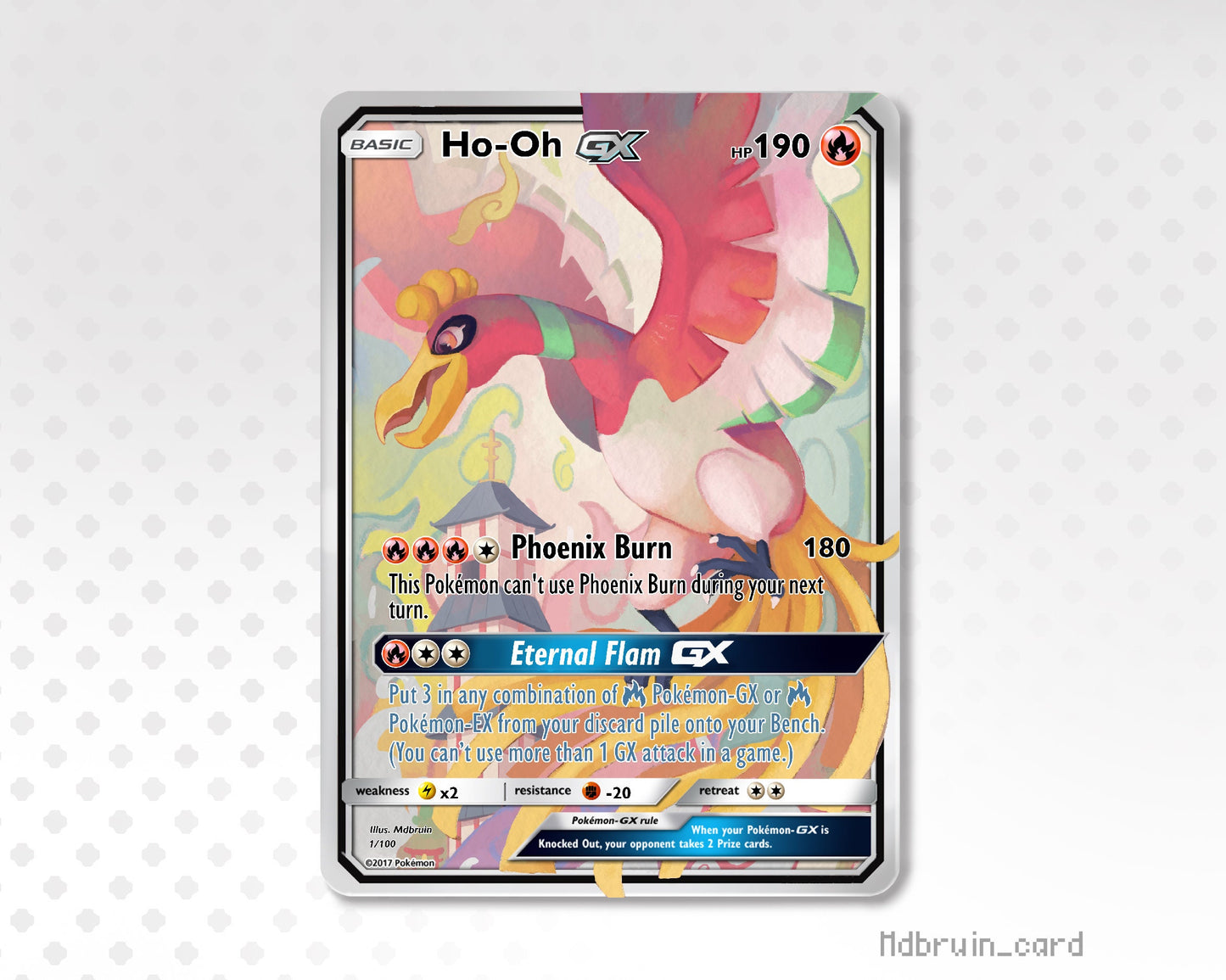 Holo Ho-Oh / Custom holographic Pokémon card / GX card