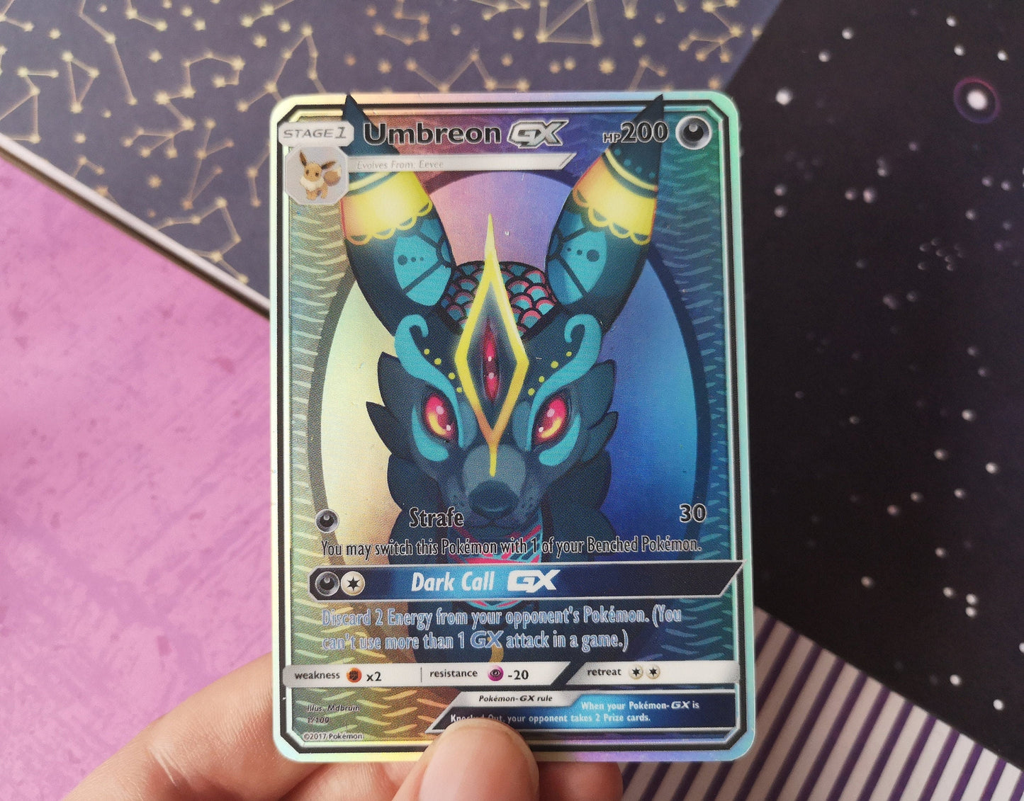 Holo Umbreo or Espeon / Custom holographic Pokémon card / GX card