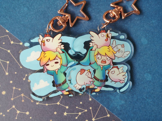 Acrylic Legend of Zelda Link charm Double Sided / 2" inch / 5.08 cm