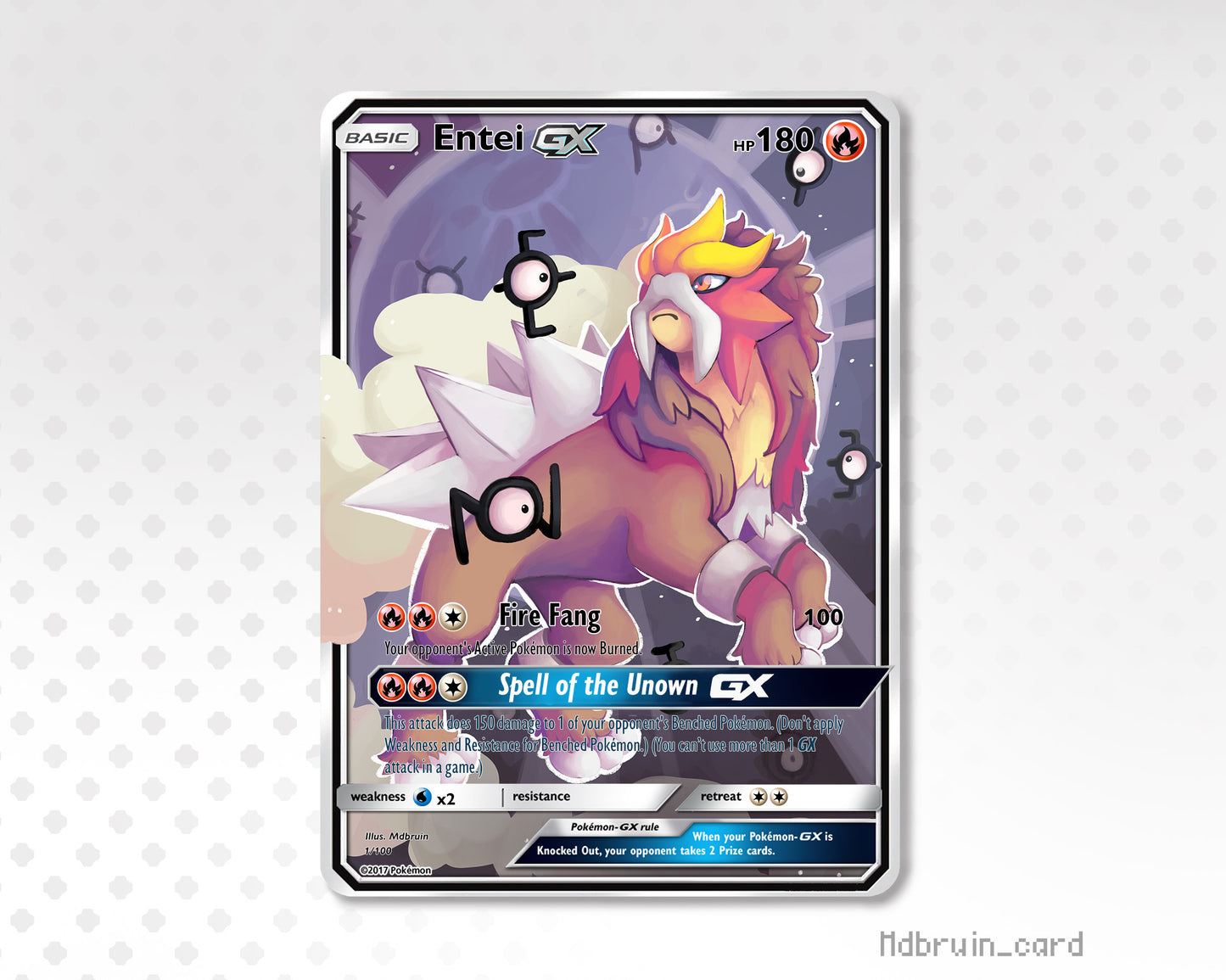 Holo Entei / Custom holographic Pokémon card / GX card