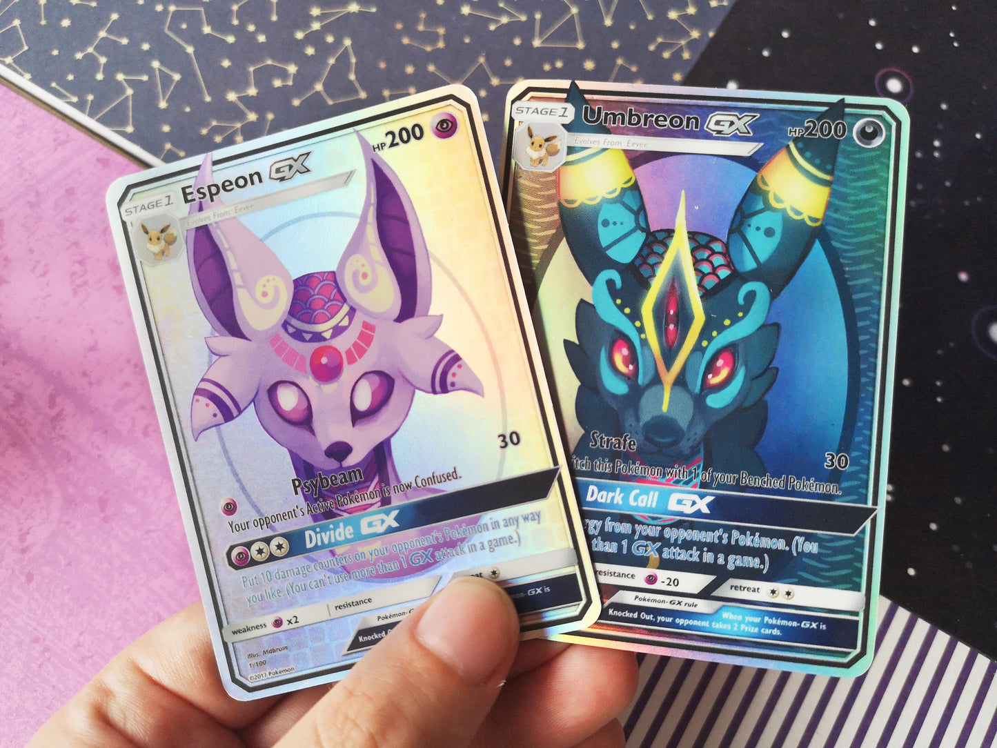 Holo Umbreo or Espeon / Custom holographic Pokémon card / GX card