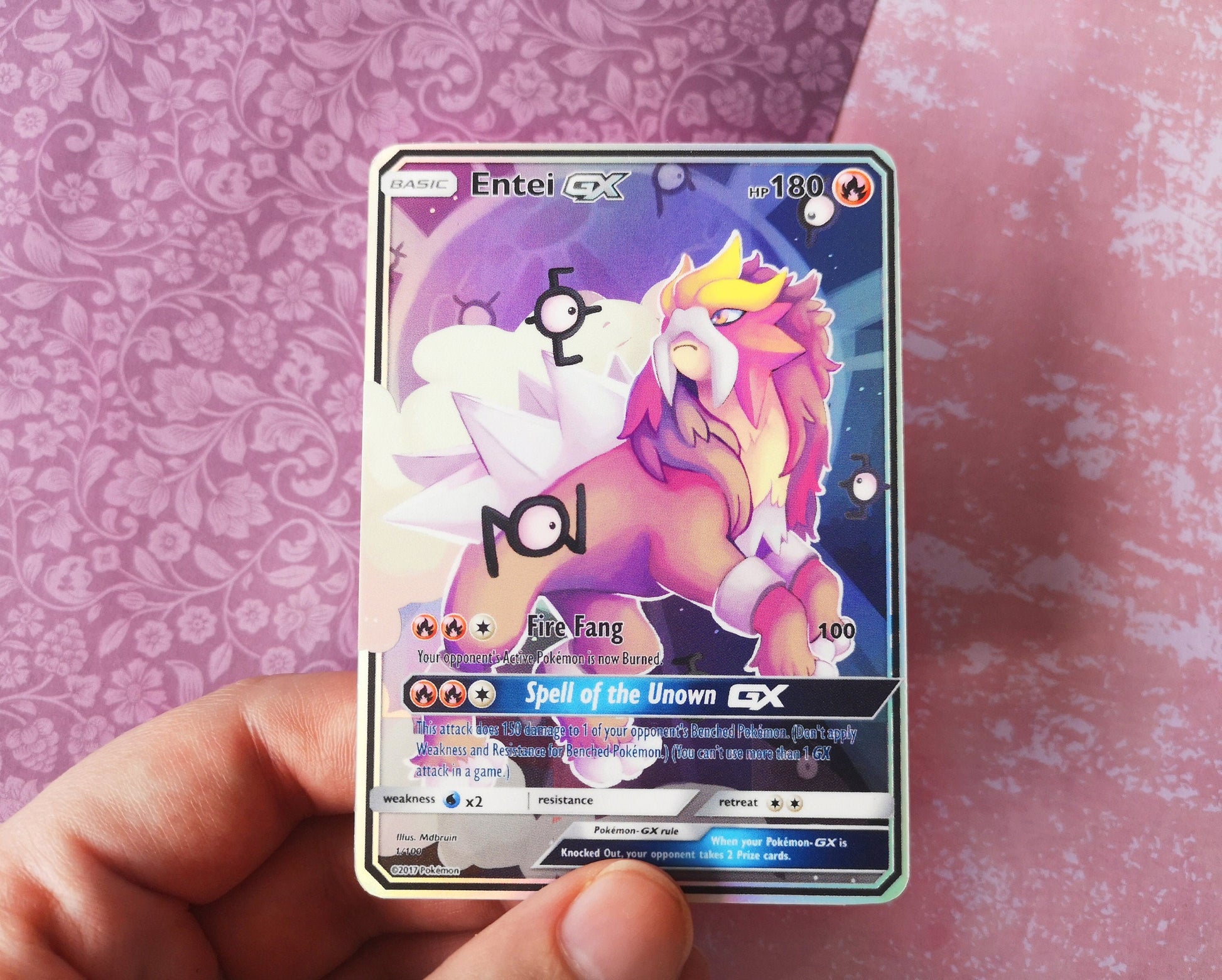 Holo Entei / Custom holographic Pokmon card / GX card Holo Entei / Custom holographic Pokmon card / GX card