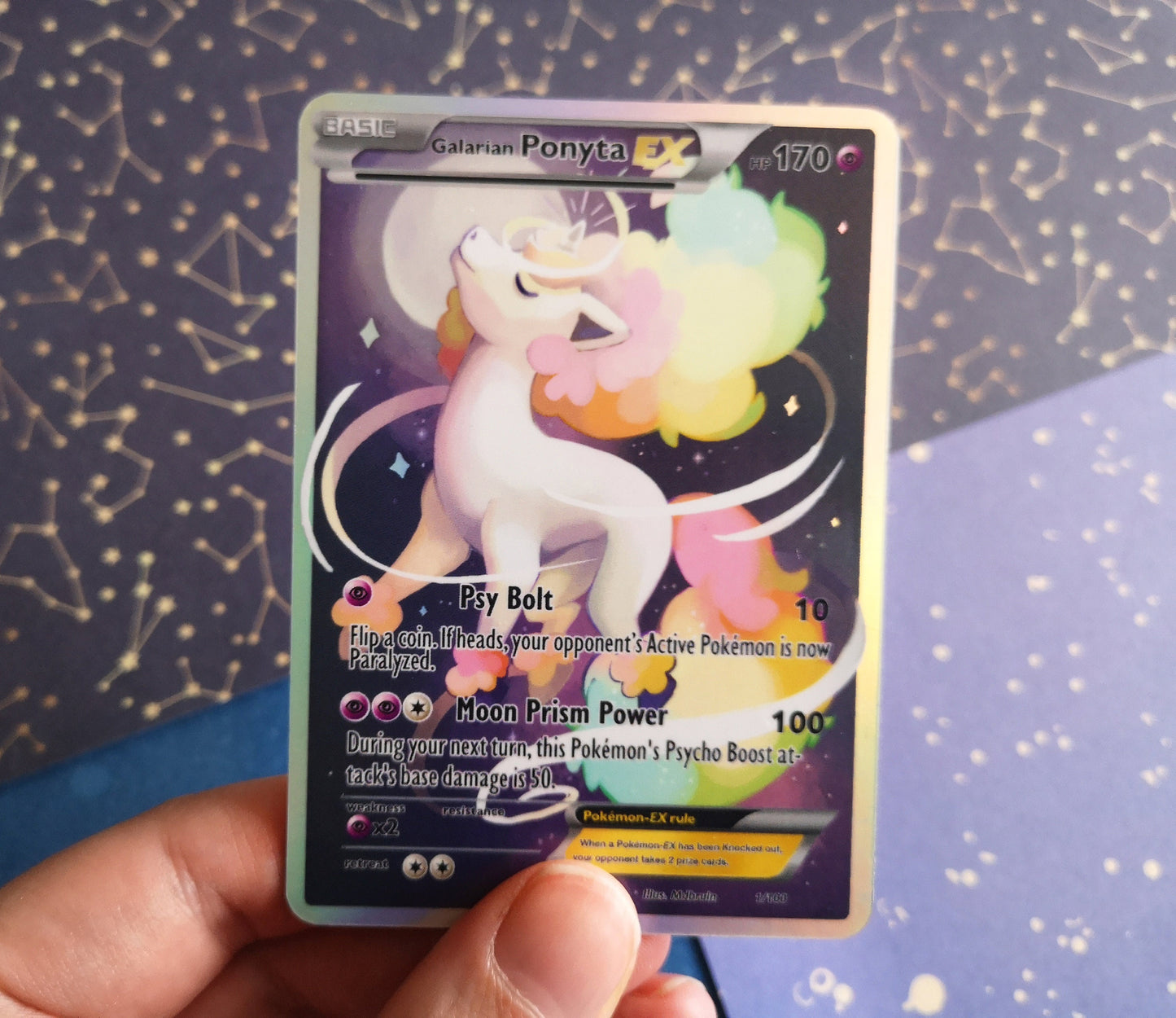Holo Galarian Ponyta/ Custom holographic Pokémon card / EX card