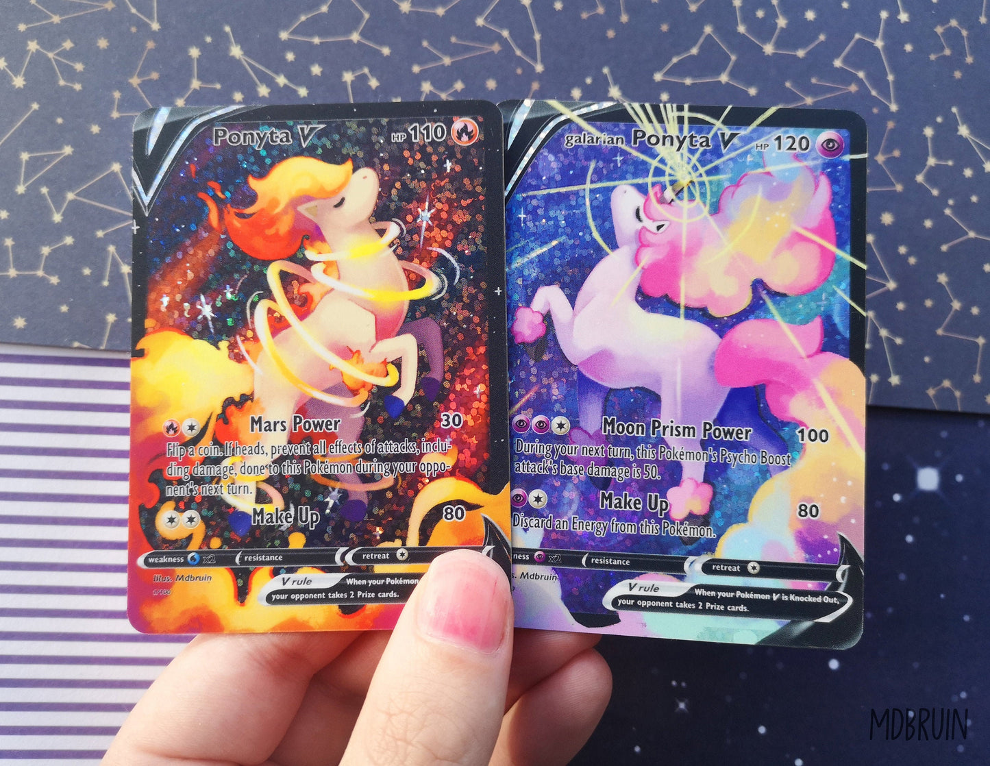 Holo glitter Ponyta or Galarian Ponyta/ Custom holographic Pokémon card / V card / Sailor Moon / Sailor Mars