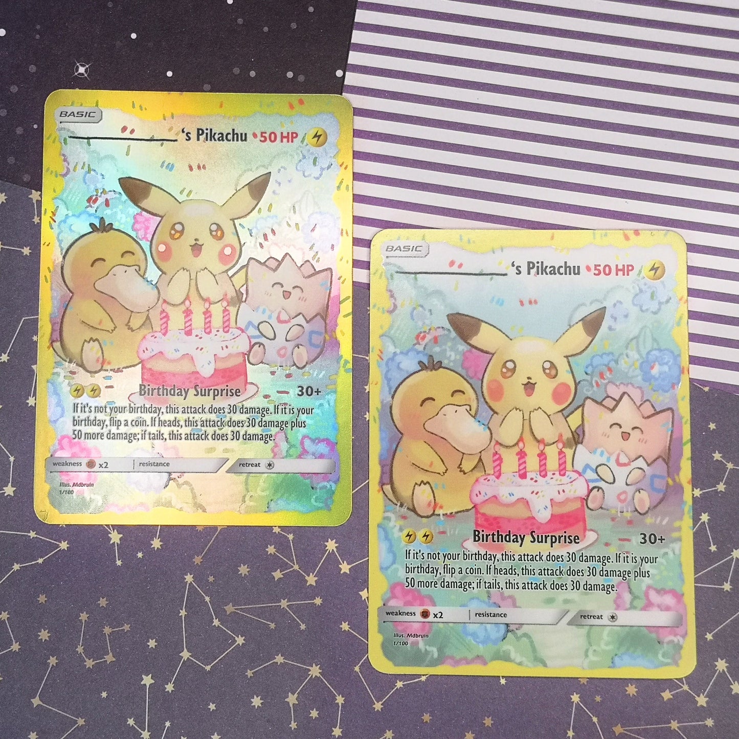 birthday pokemon card Holo pikachu birthday card / Custom holographic Pokémon card – MarinkiArt