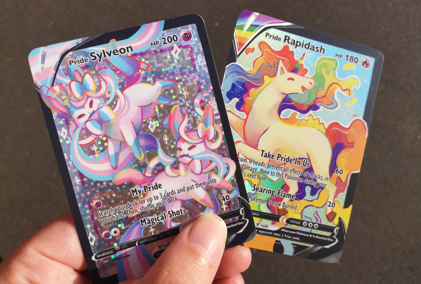 Holo Pride Sylveon / Custom holographic Pokémon card / V card