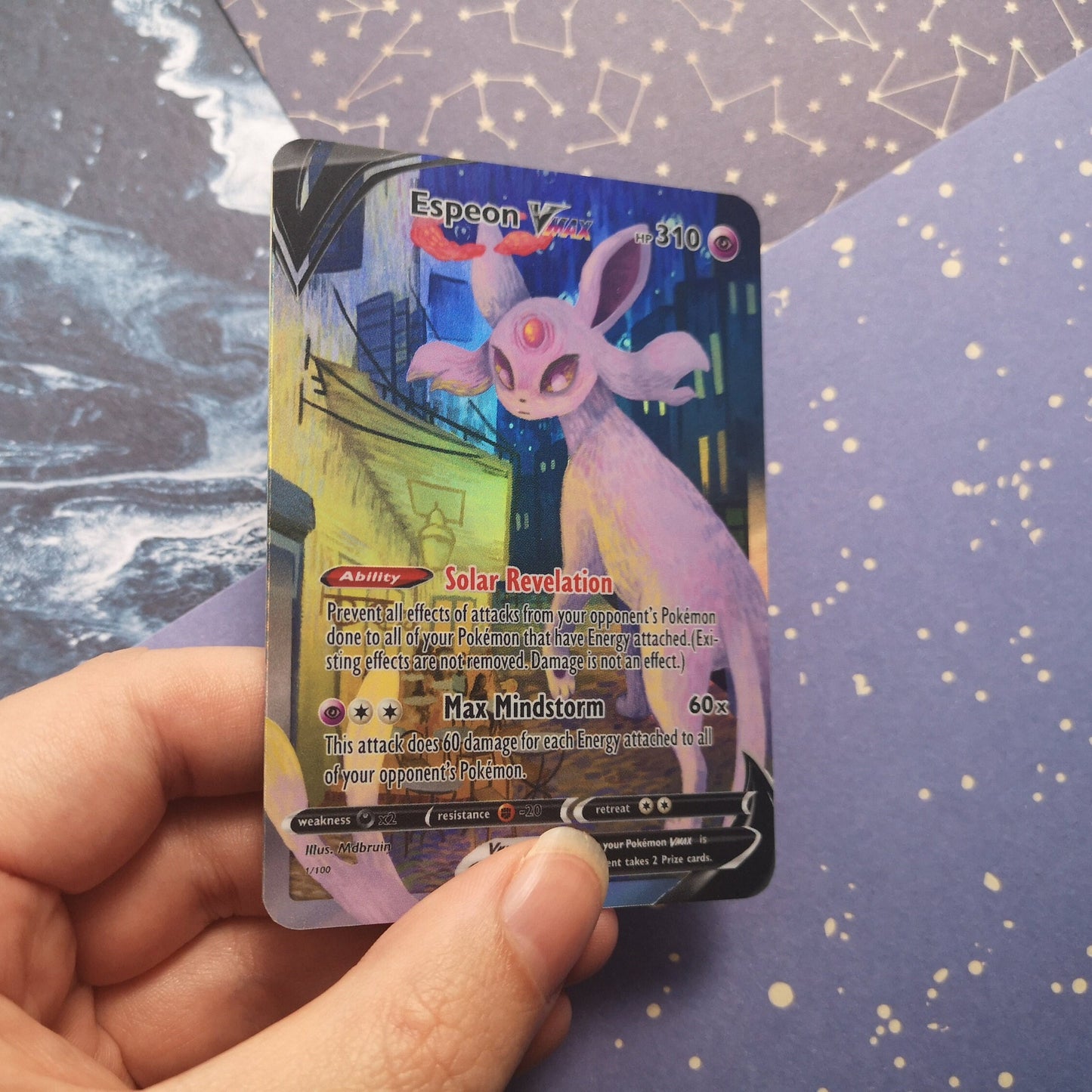 Holo Umbreon starry night or Espeon café terrace / Custom holographic Pokémon card / Vmax card