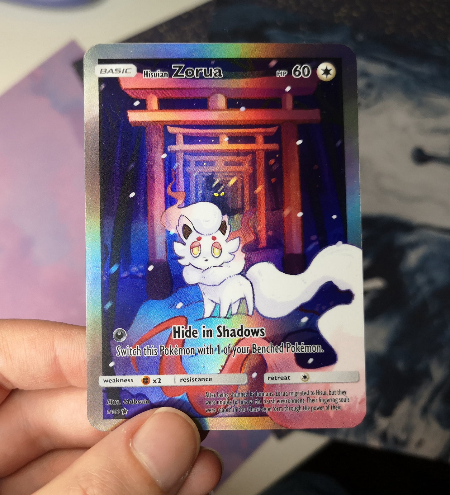 ebay holographic pokemon cards Holo Zorua Hisuian / Custom holographic Pokémon card / basic card –  MarinkiArt