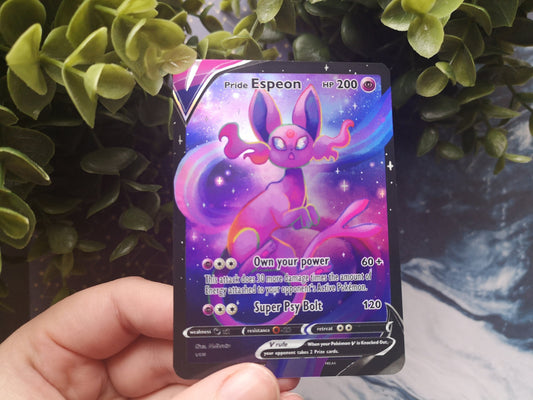 Holo Pride month Bi Espeon / Custom holographic Pokémon card / V card