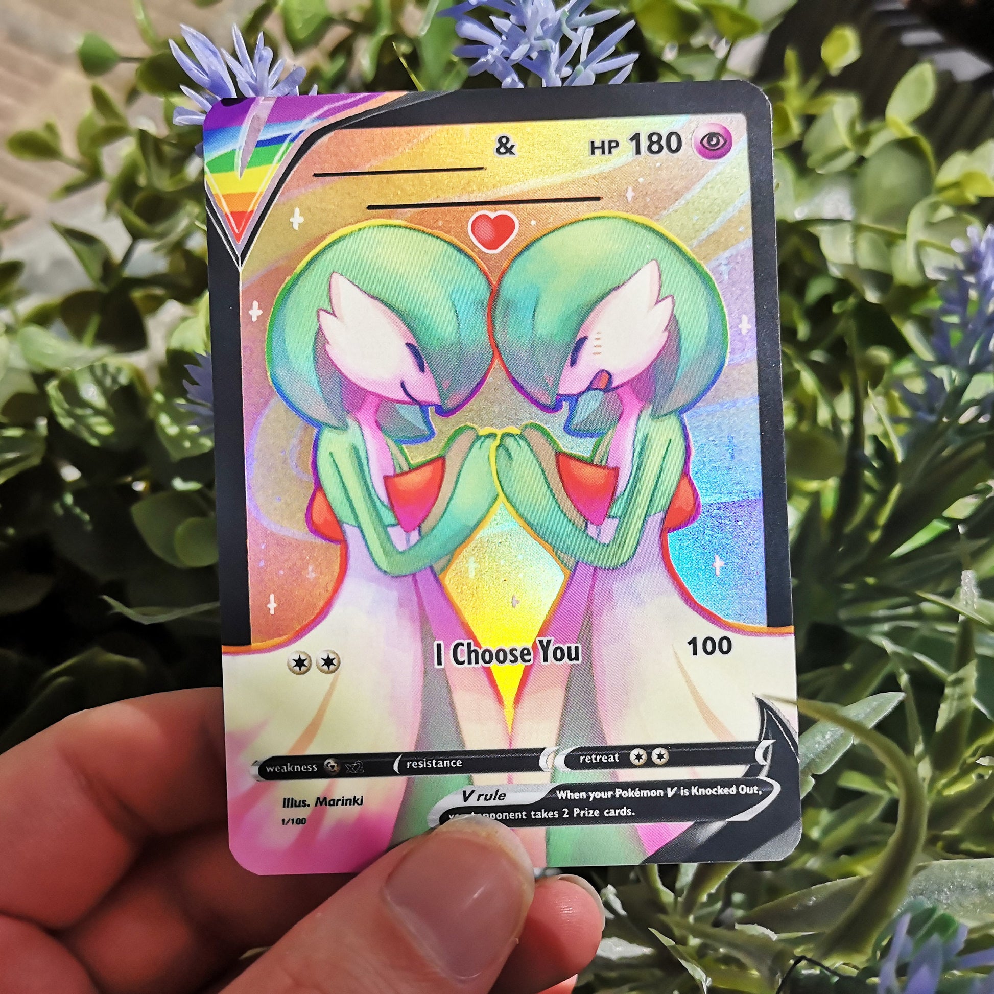 pokemon cards gardevoir Holo Pride Gardevoir and Gallade / Custom holographic Pokémon card / V – MarinkiArt