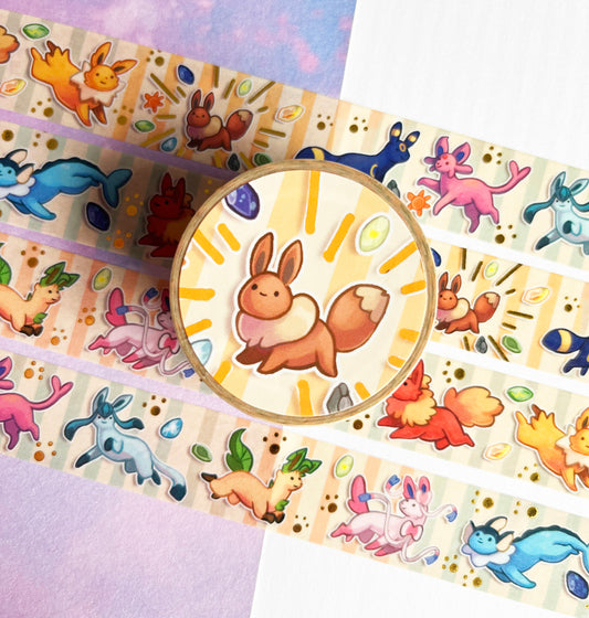 Pokémon eeveelution - Gold Foil Washi Tape - 2cmx1000cm - Umbreon, Espeon, Eevee, Sylveon, Flareon, Vaporeon, Jolteon, Glaceon, Leafeon