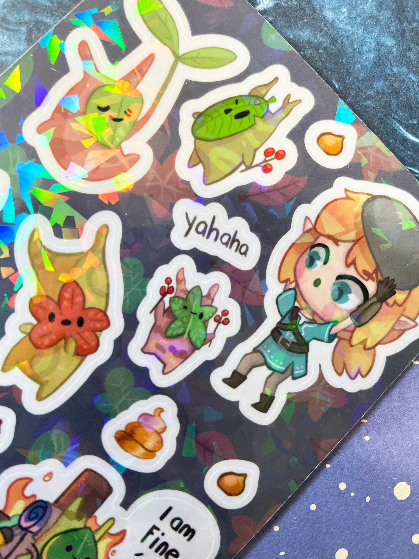 Sticker sheet legend of zelda link and korok  / A6 holographic Vinyl sticker