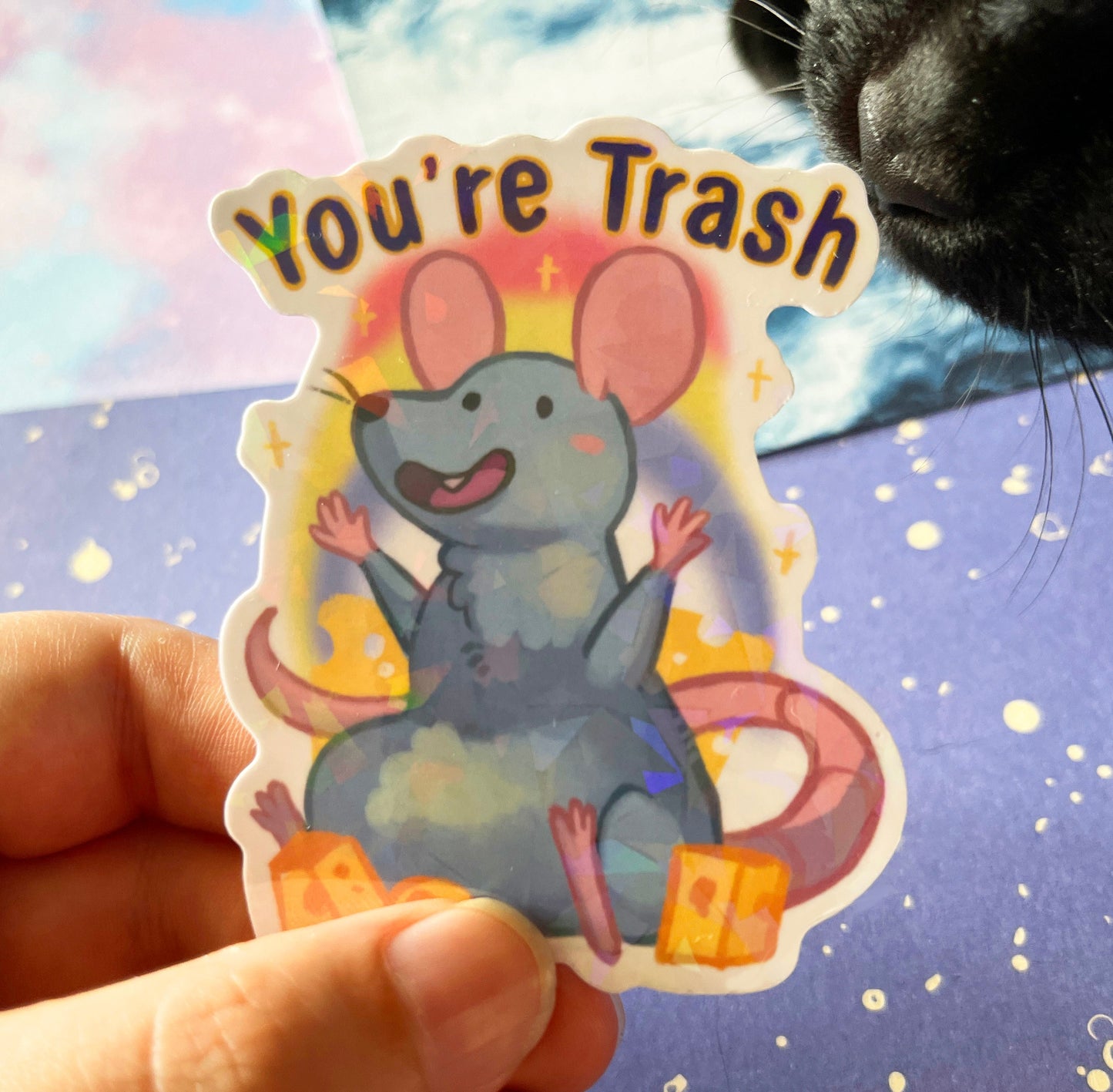 Mean you're trash raccoon rat or pigeon stickers | cute animal stickers | 8CM holographic Sticker Vinyl