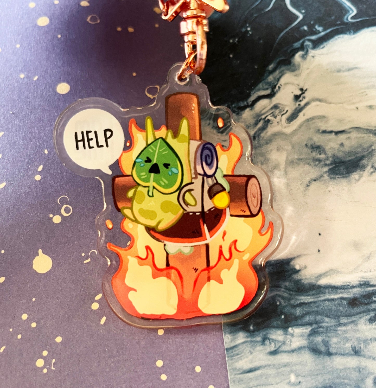 Acrylic Legend of Zelda charm double-sided /  korok meme / 2,5” inch / 6,35 cm