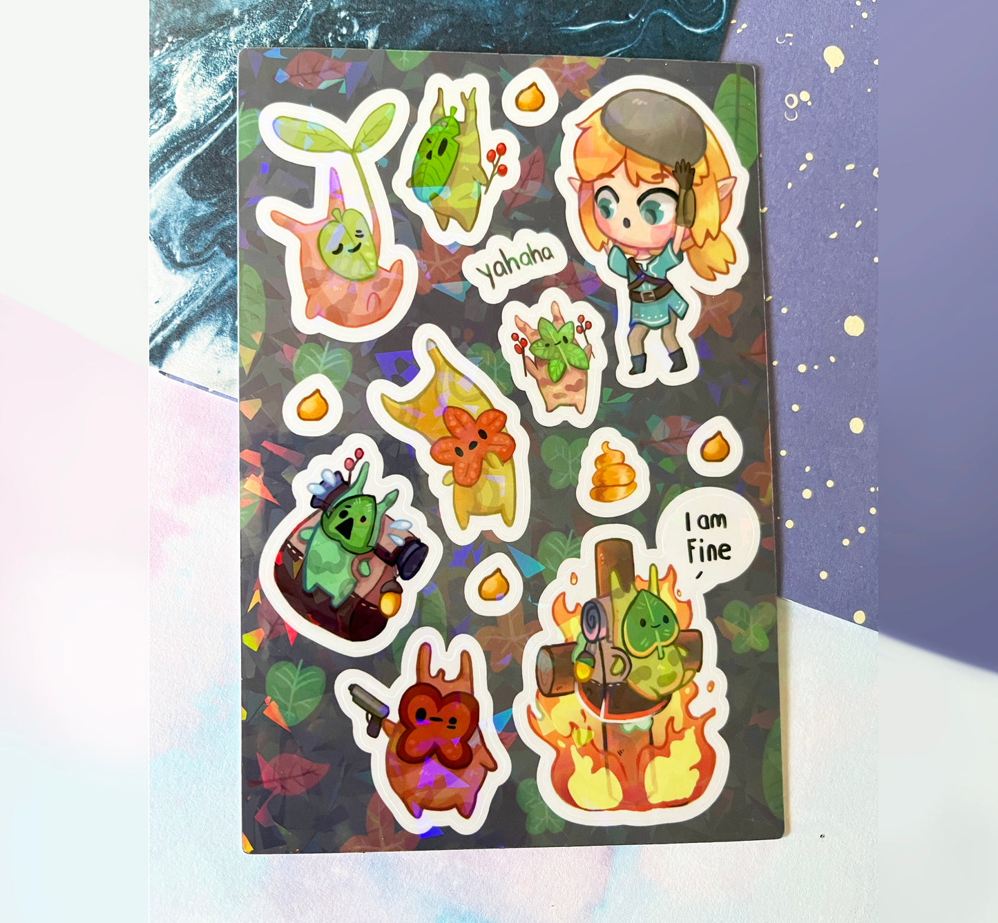 Sticker sheet legend of zelda link and korok  / A6 holographic Vinyl sticker