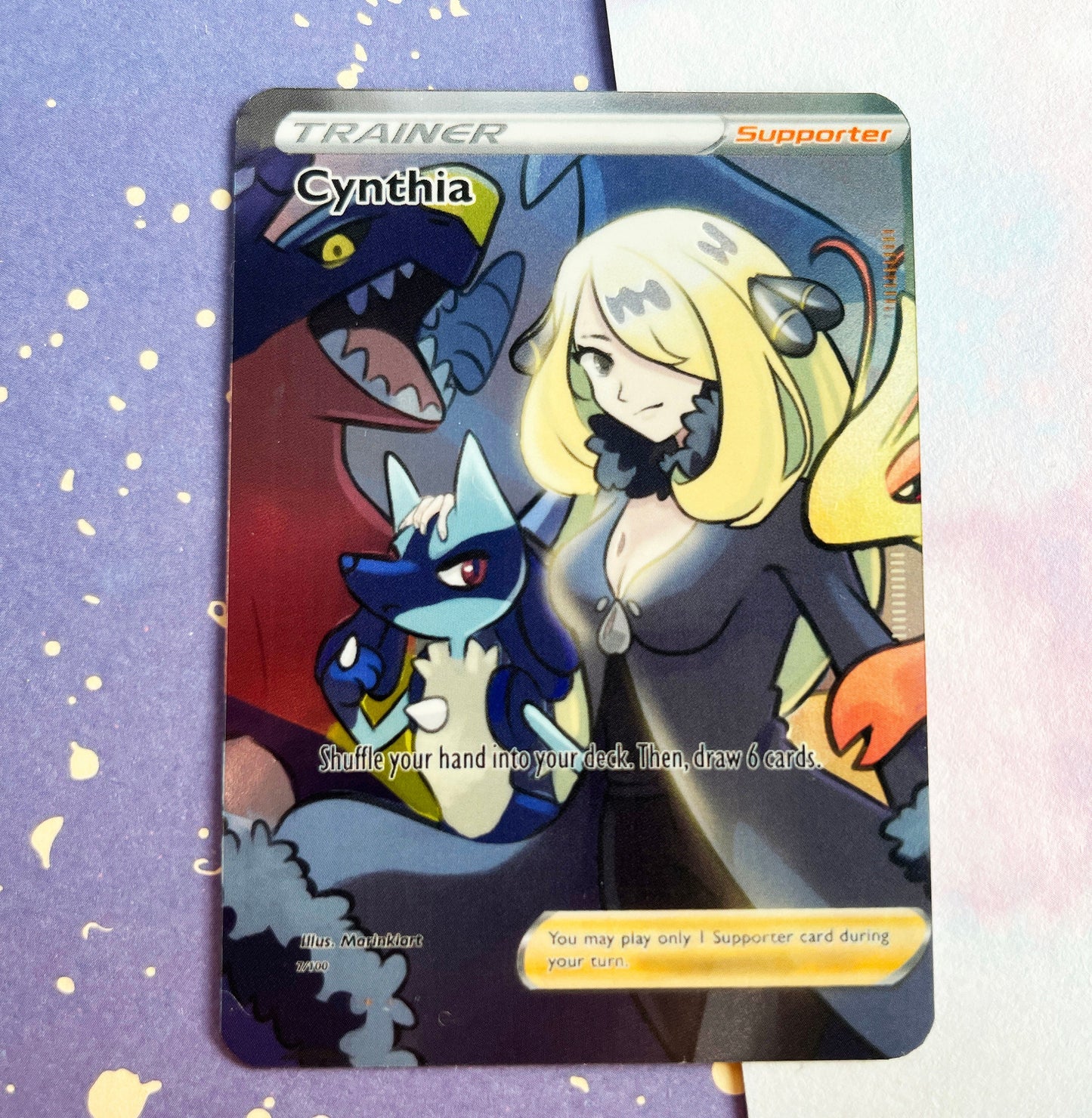 Holo Cynthia Pokémon champion / Custom holographic Pokémon card / V card