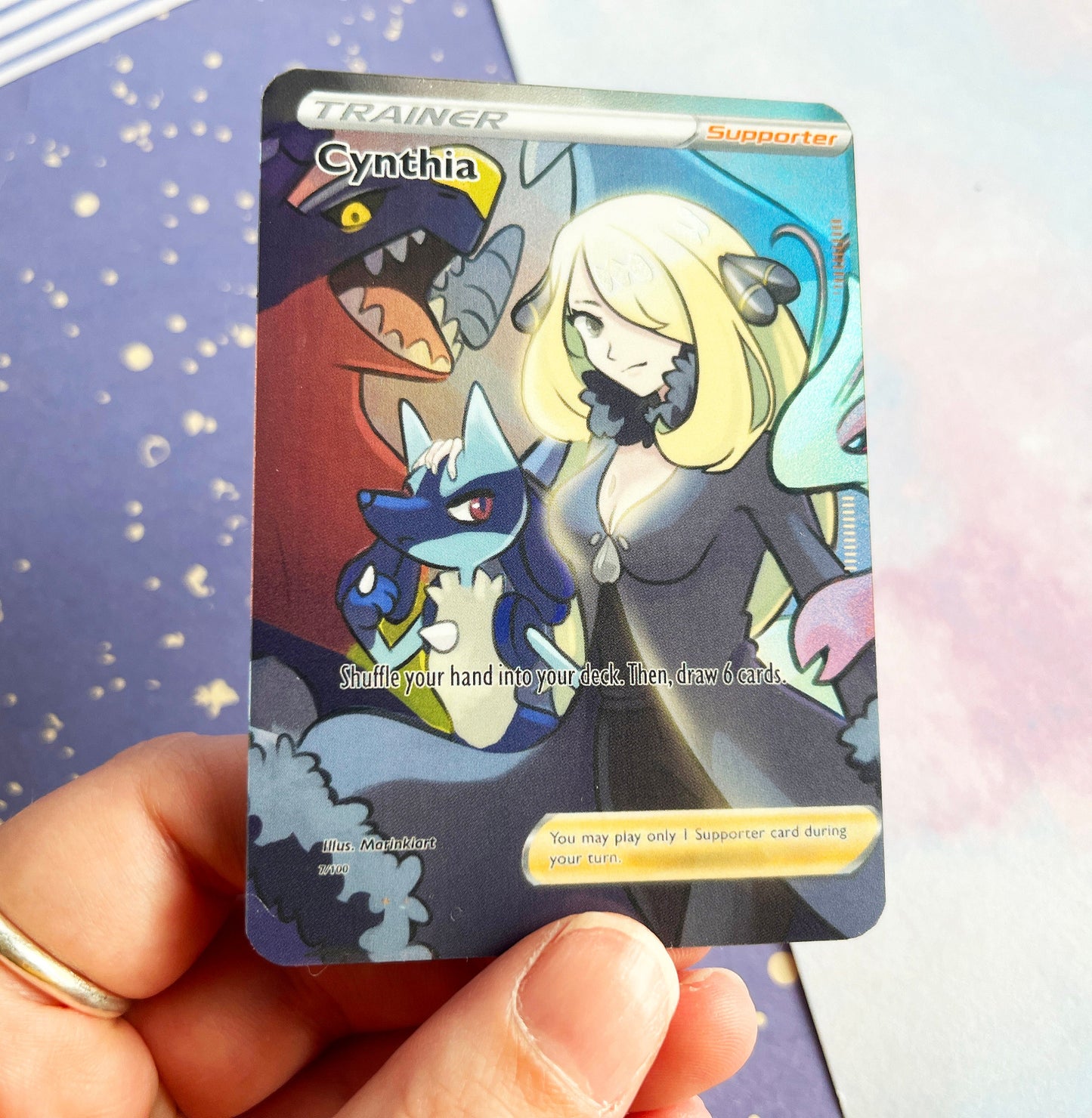 Holo Cynthia Pokémon champion / Custom holographic Pokémon card / V card
