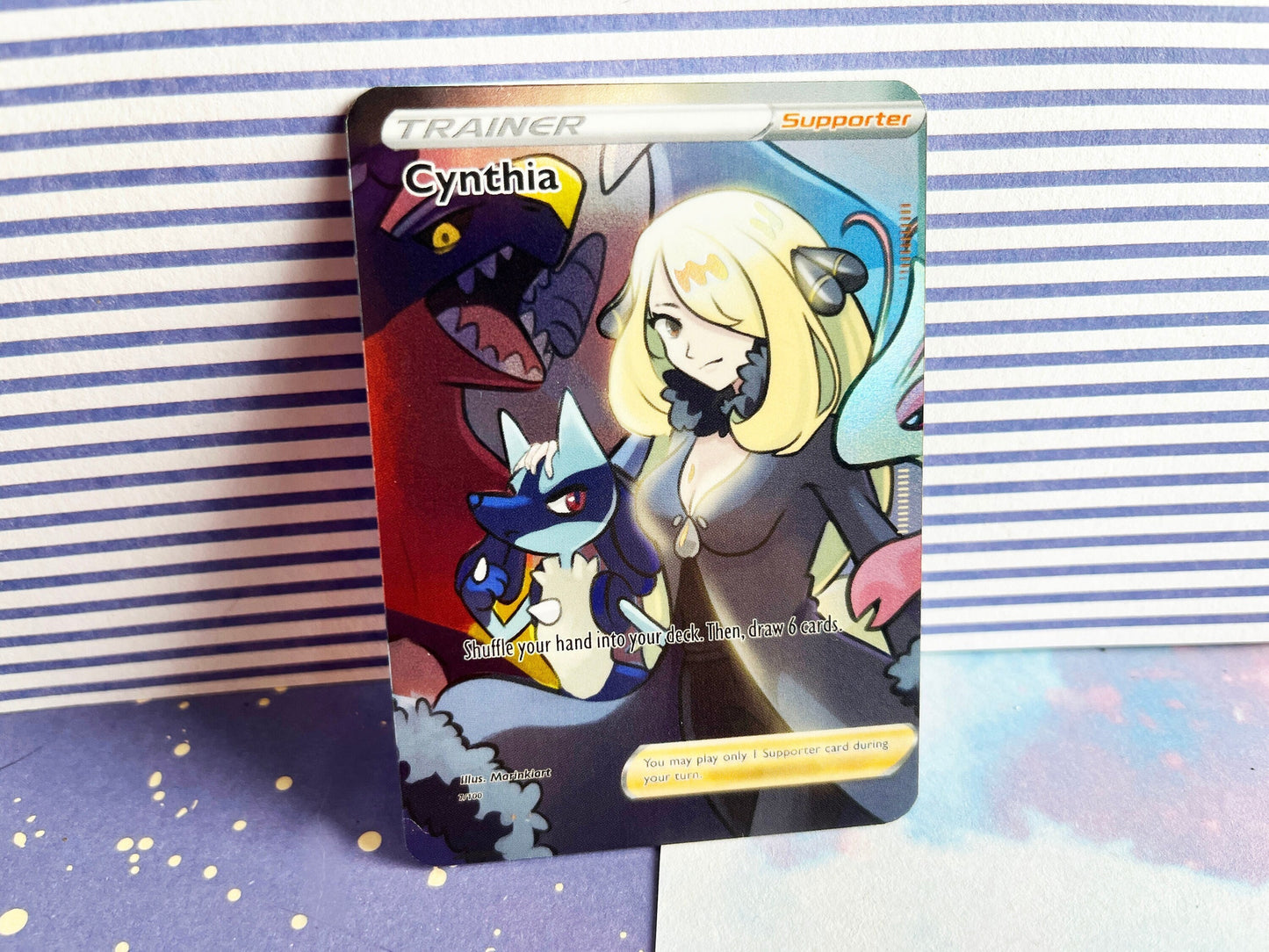 Holo Cynthia Pokémon champion / Custom holographic Pokémon card / V card
