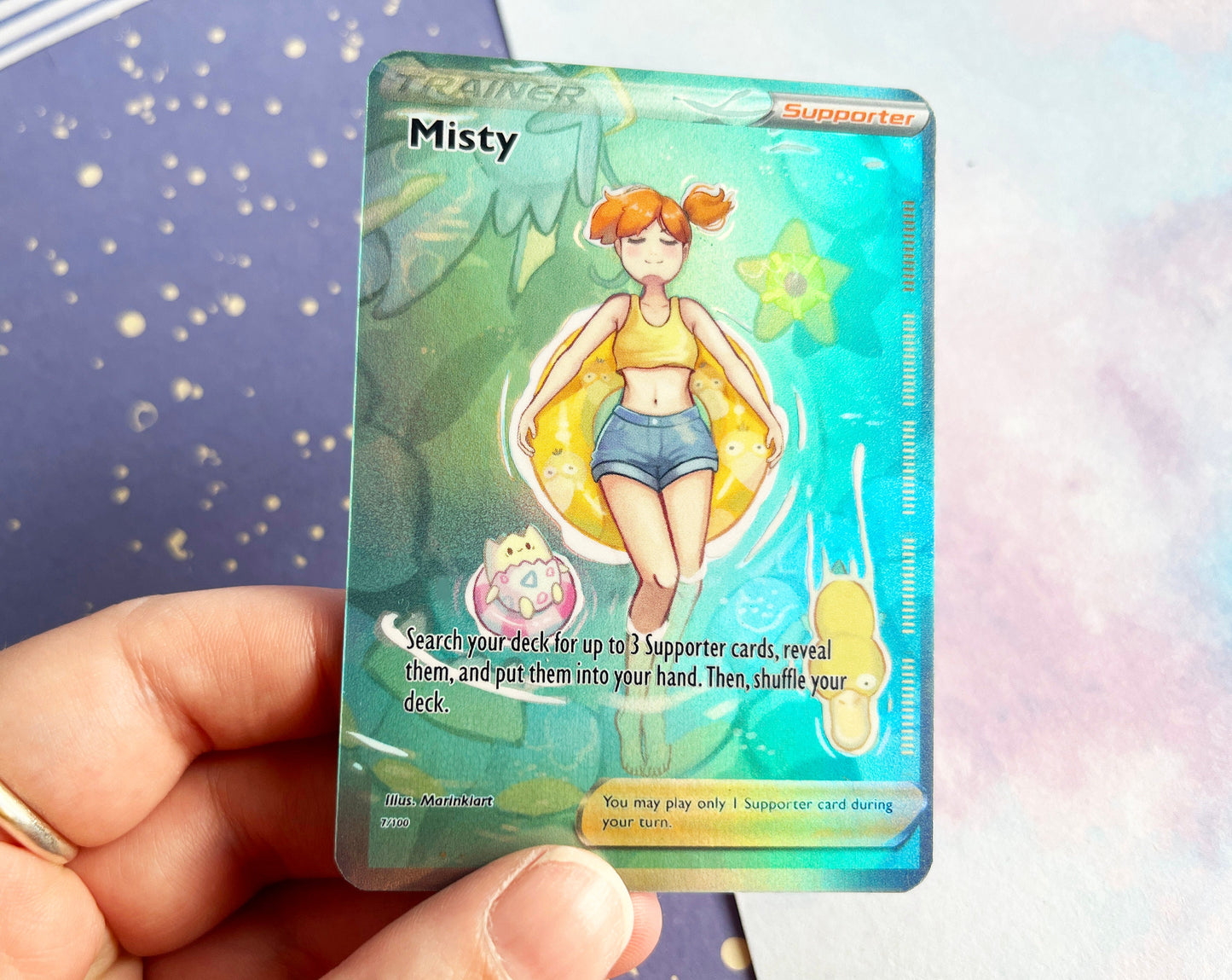 Holo Misty Pokmon gym leader / Custom holographic Pokmon card / trainer card Holo Misty Pokmon gym leader / Custom holographic Pokmon card / trainer card