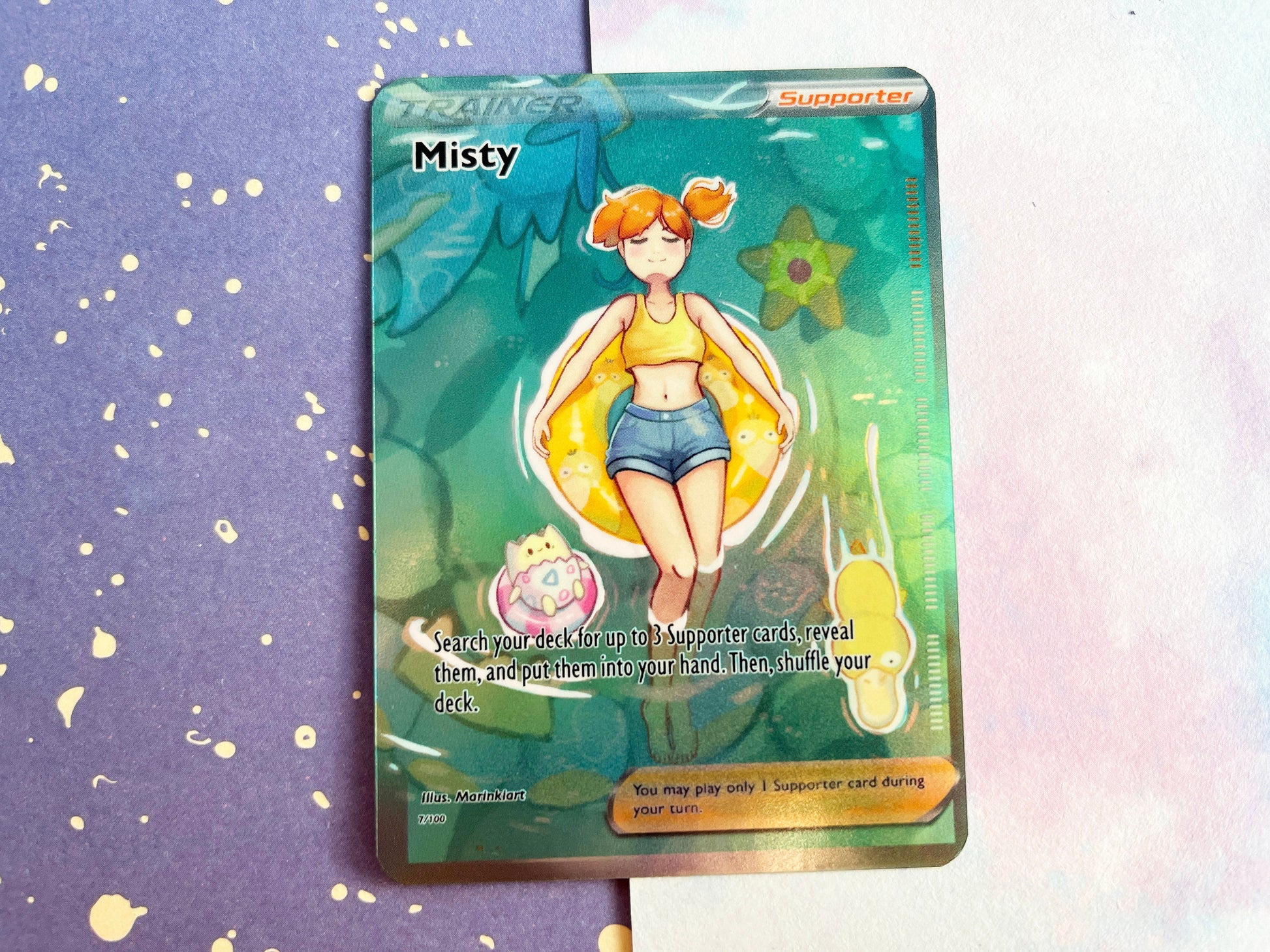 Holo Misty Pokémon gym leader / Custom holographic Pokémon card / trai –  MarinkiArt